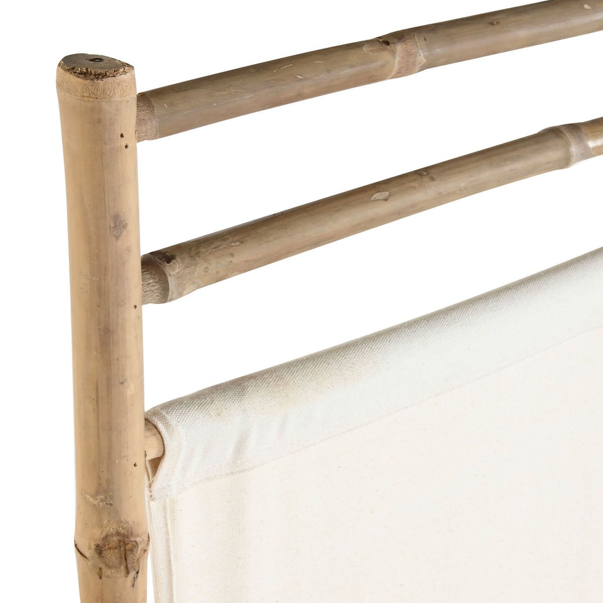 Paravent 3 panneaux bambou et coton blanc 166x3x175cm bois, WADIGA