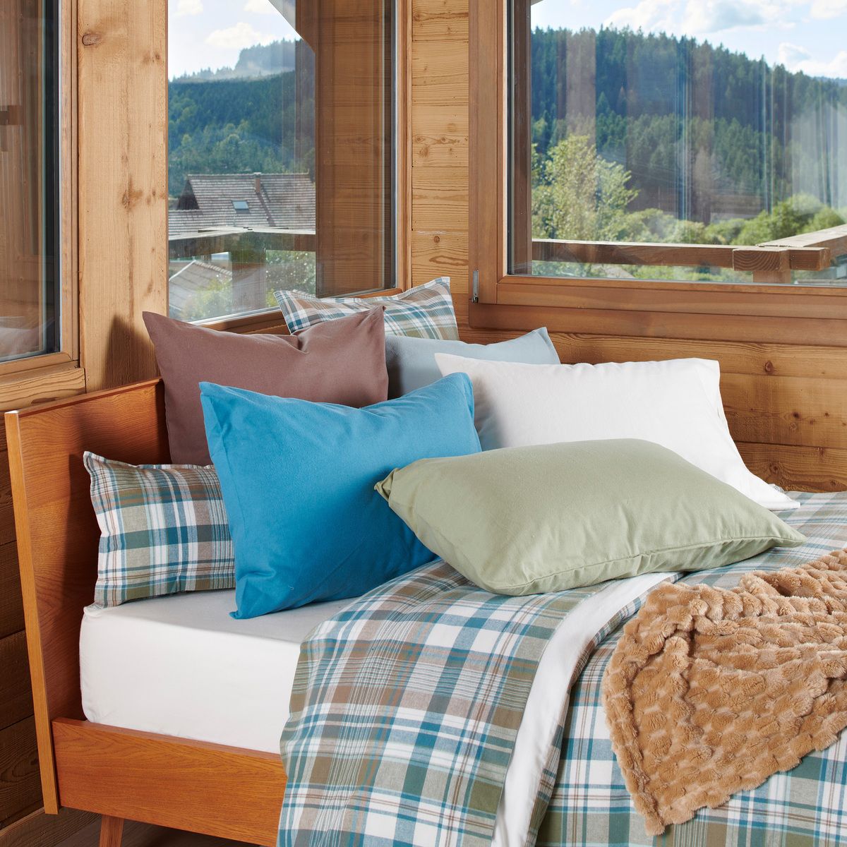 Housse de coussin Highlands - Flanelle Tissé-Teint blanc, TRADITION DES VOSGES