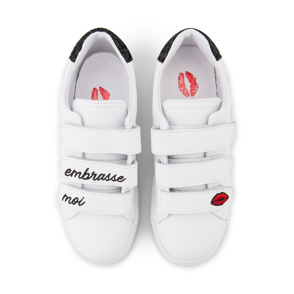 Baskets En Cuir Edith Embrasse Moi blanc, BONS BAISERS
