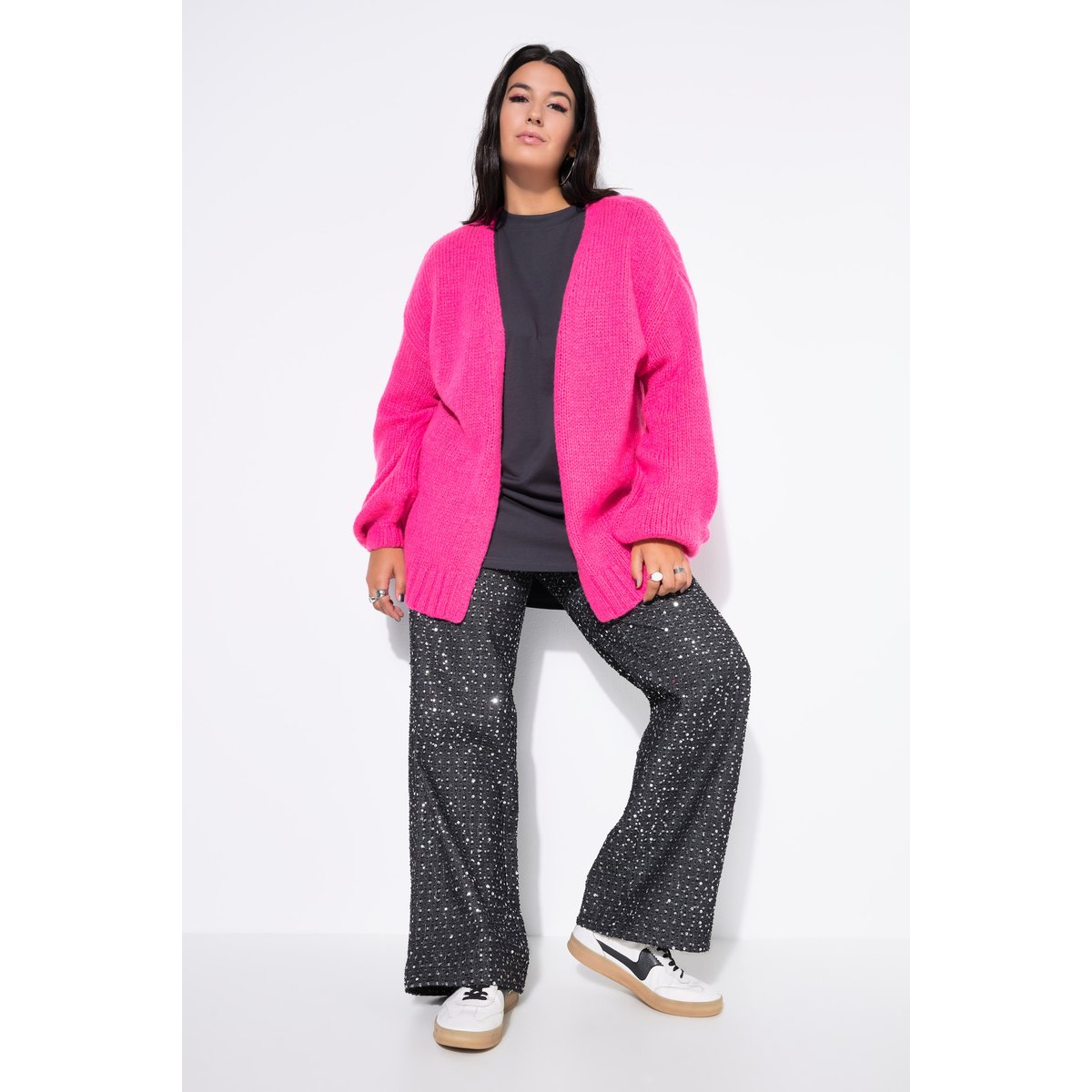 Cardigan oversize, maille confortable rose fluo, STUDIO UNTOLD