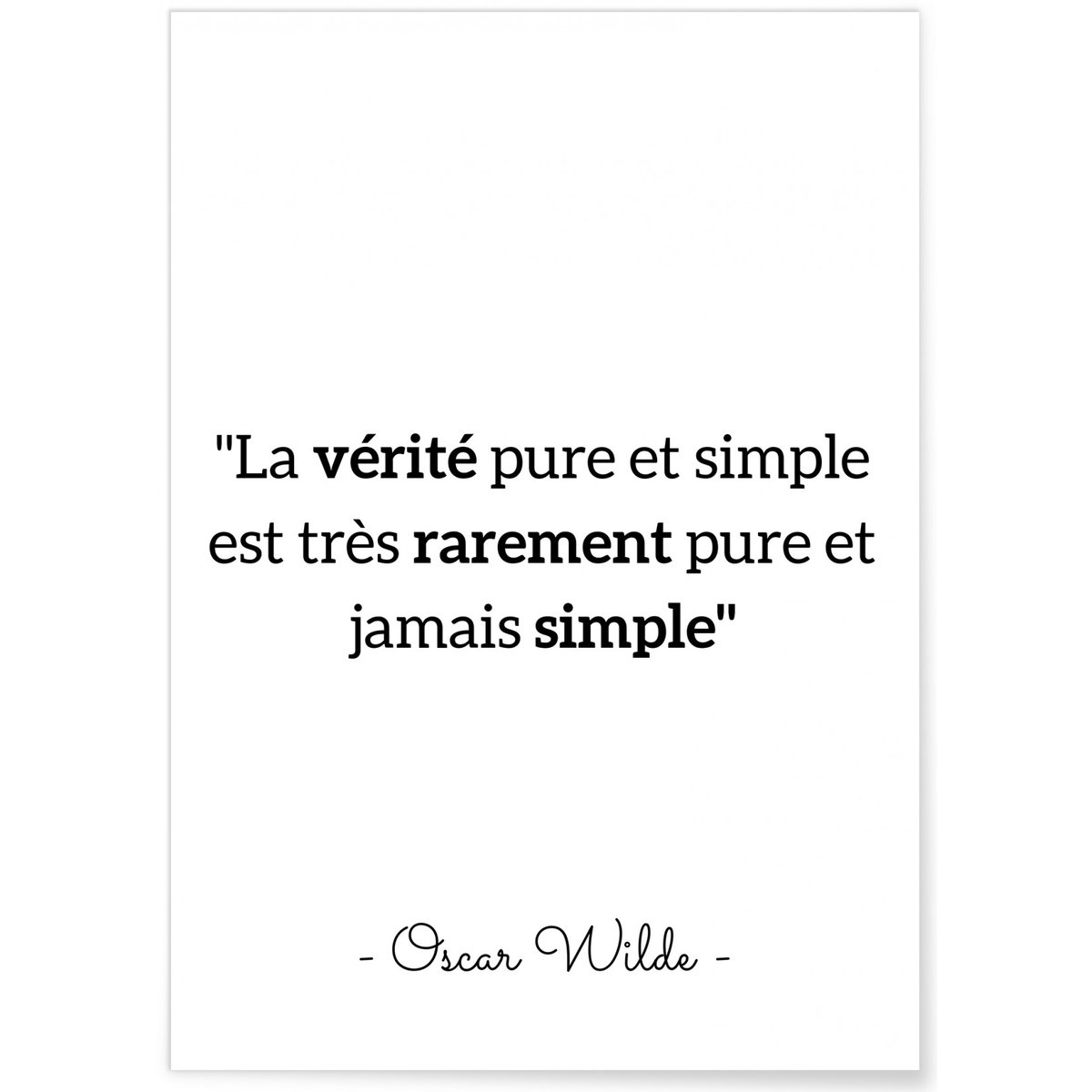 Affiche Oscar Wilde 'La vérité pure et simple...' blanc, L'AFFICHERIE