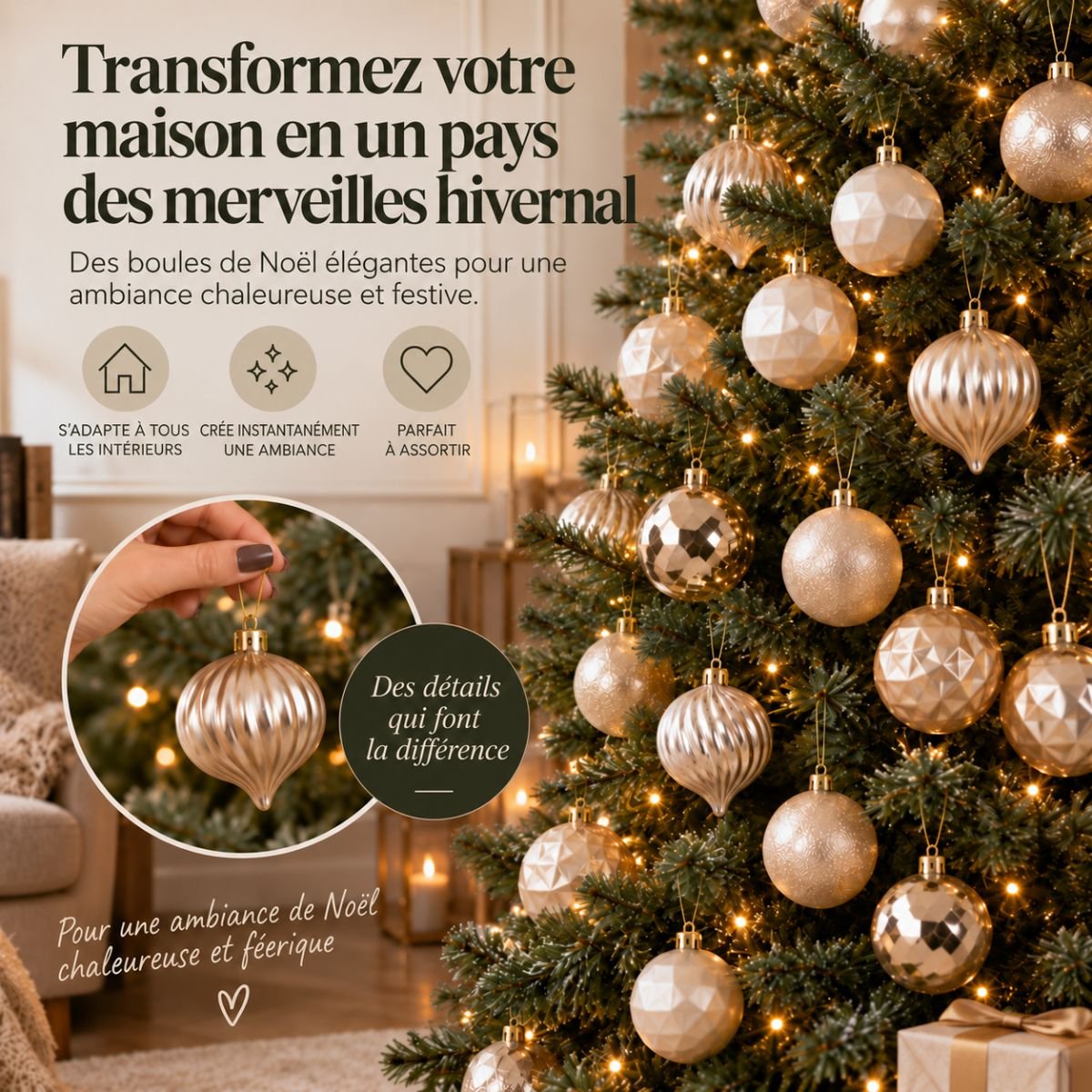Boule de Noël or, MICA DECORATIONS