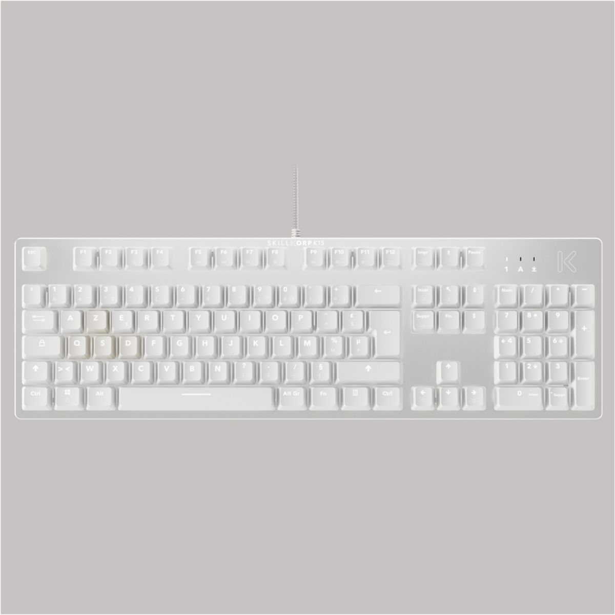 Clavier gamer K15 BLANC Progress couleur unique, SKILLKORP