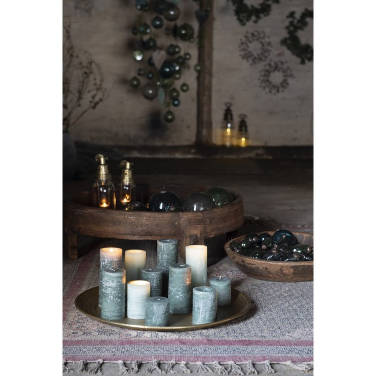 Bougie cylindre rustique vert jade, IB LAURSEN