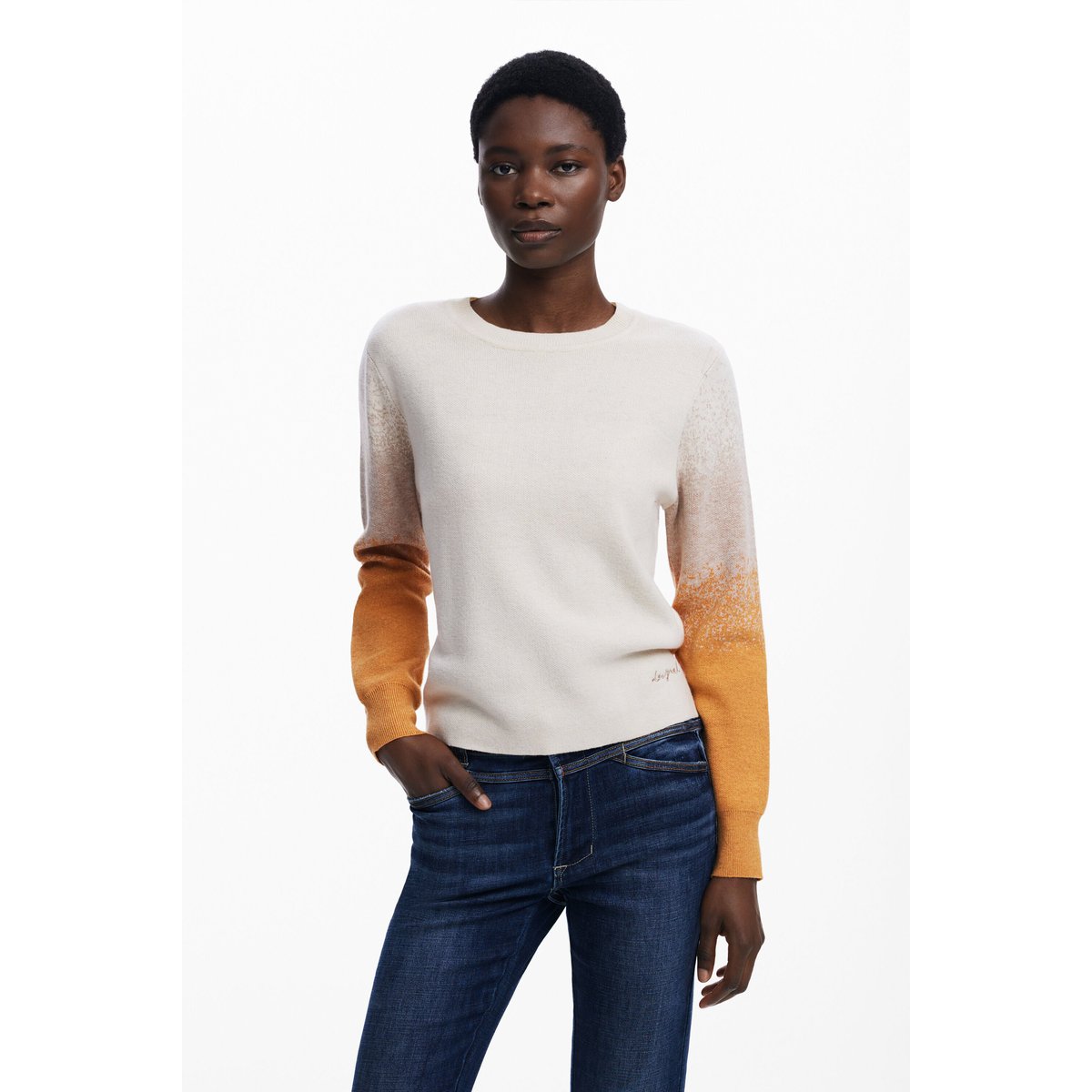 Pull dégradé blanc, DESIGUAL