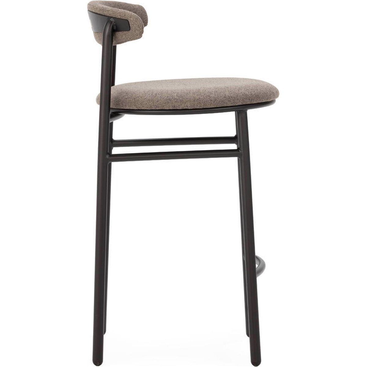 Tabouret haut en métal noir et beige, RECOLLECTION