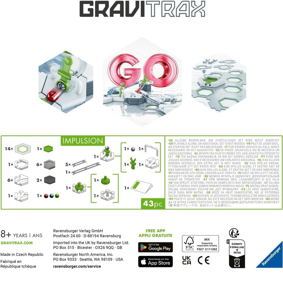 Circuit à billes Go Impulsion GRAVITRAX blanc, RAVENSBURGER