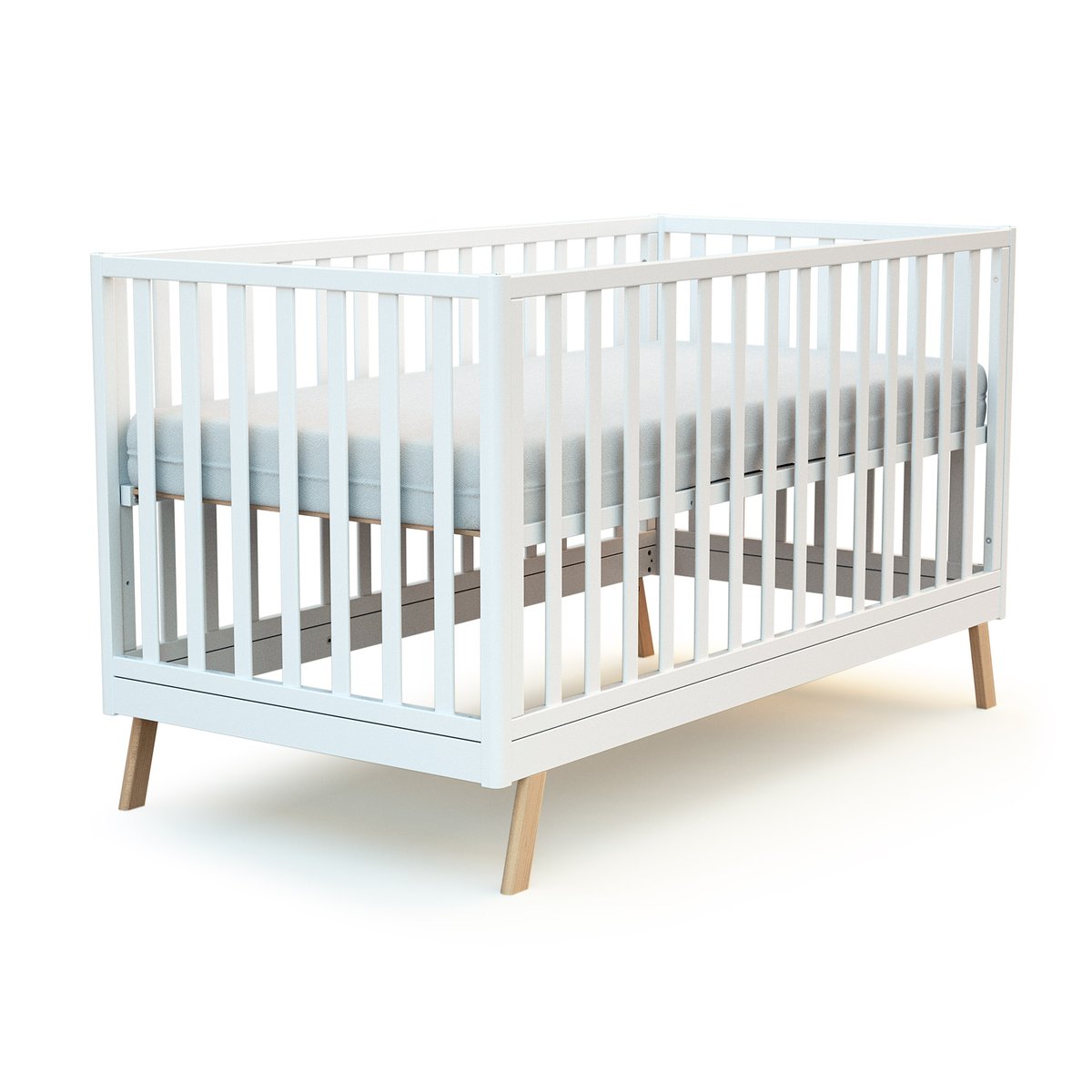 Lit bébé évolutif en bois KASA blanc, AT4