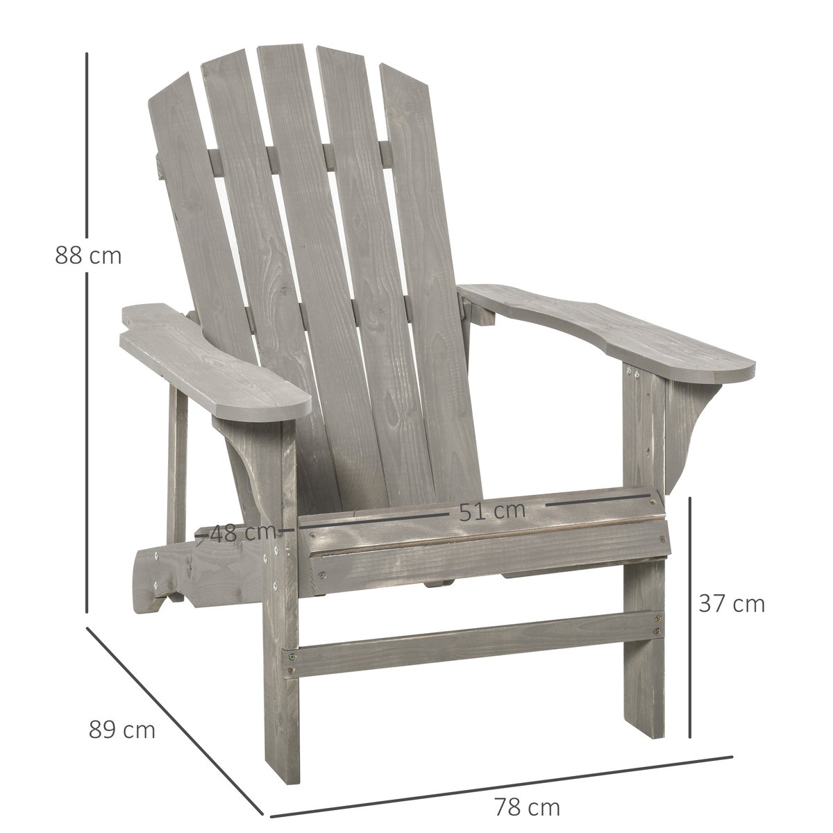 Chaise Adirondack Bois Beige gris, OUTSUNNY