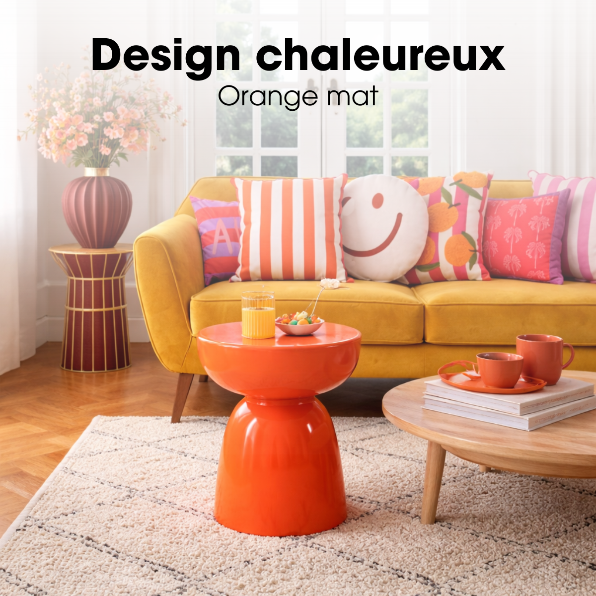 Table d'appoint ELLIOT orange, MICA DECORATIONS