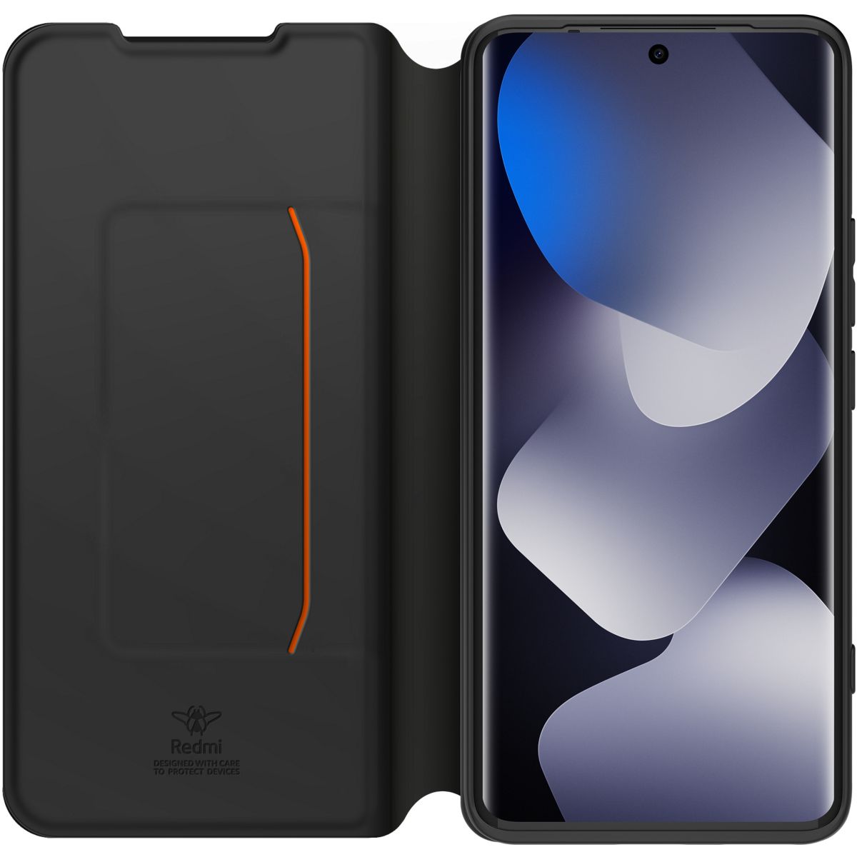 Etui avec cordon Redmi Note 15 4G/5G Noir + dragonne couleur unique, MADE FOR XIAOMI