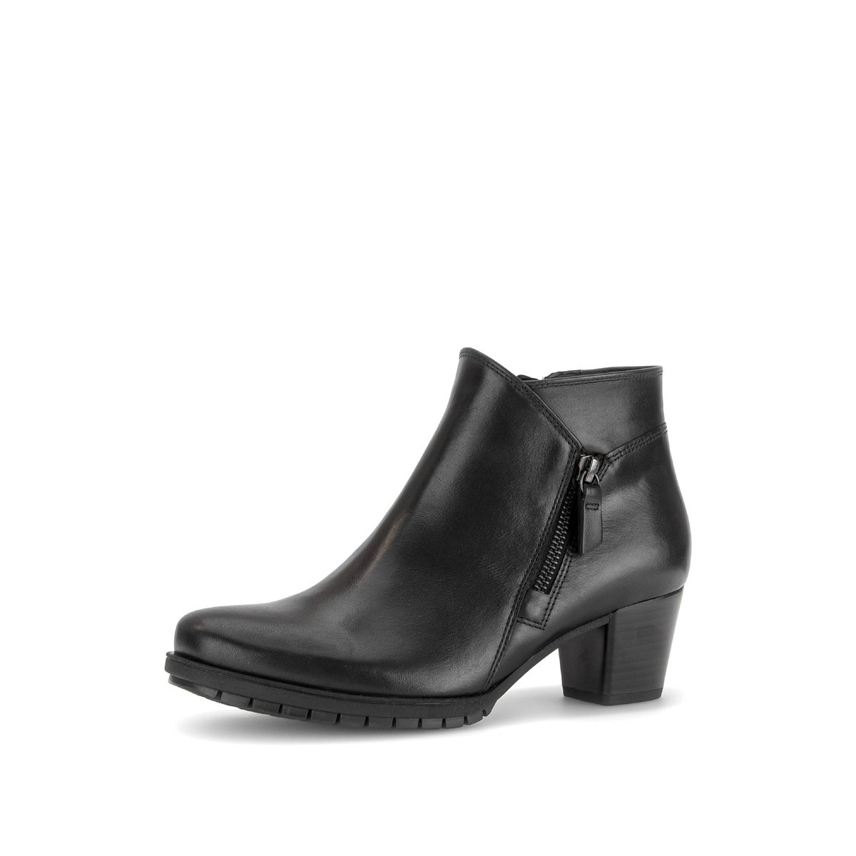 Bottines en cuir lisse à talon décroché noir lisse, GABOR
