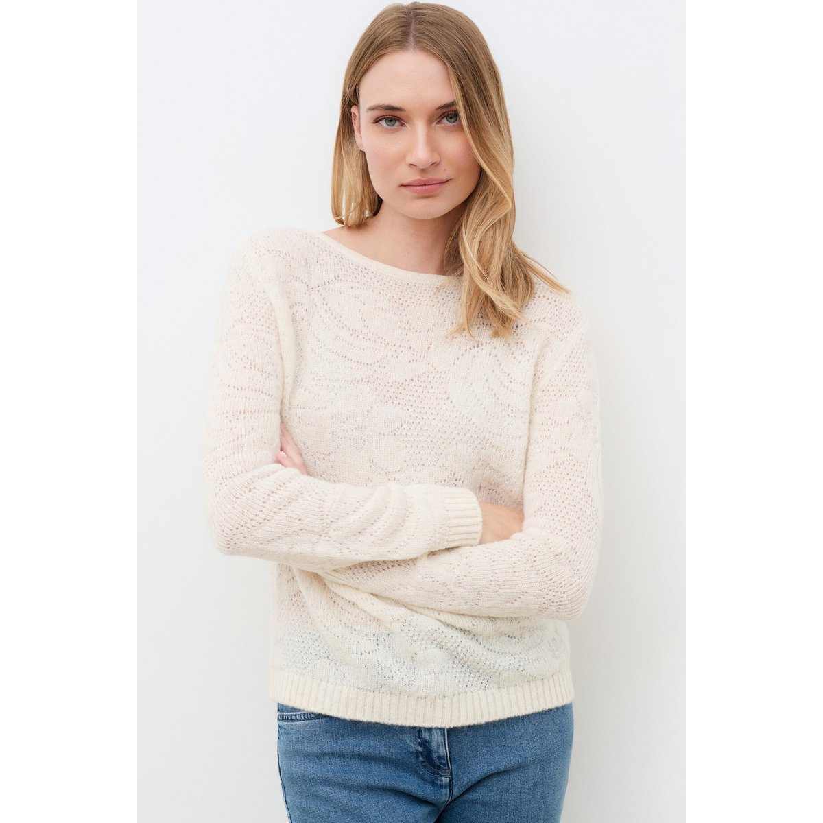 Pull droit col bateau MVANNINA ecru, CAROLL