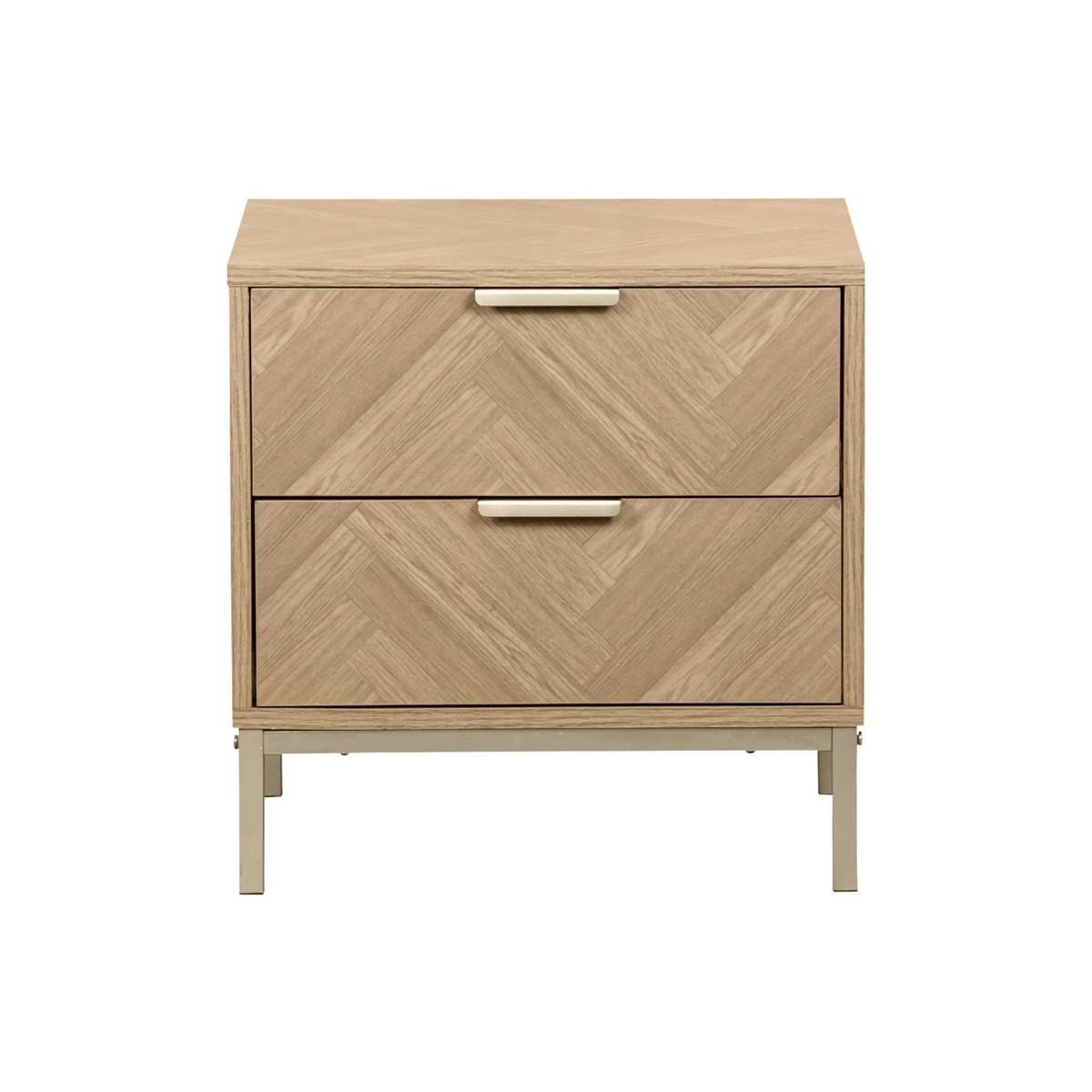 Table de chevet effet bois décor chevrons 2 tiroirs (lot de 2) BUDAPEST naturel, SWEEEK