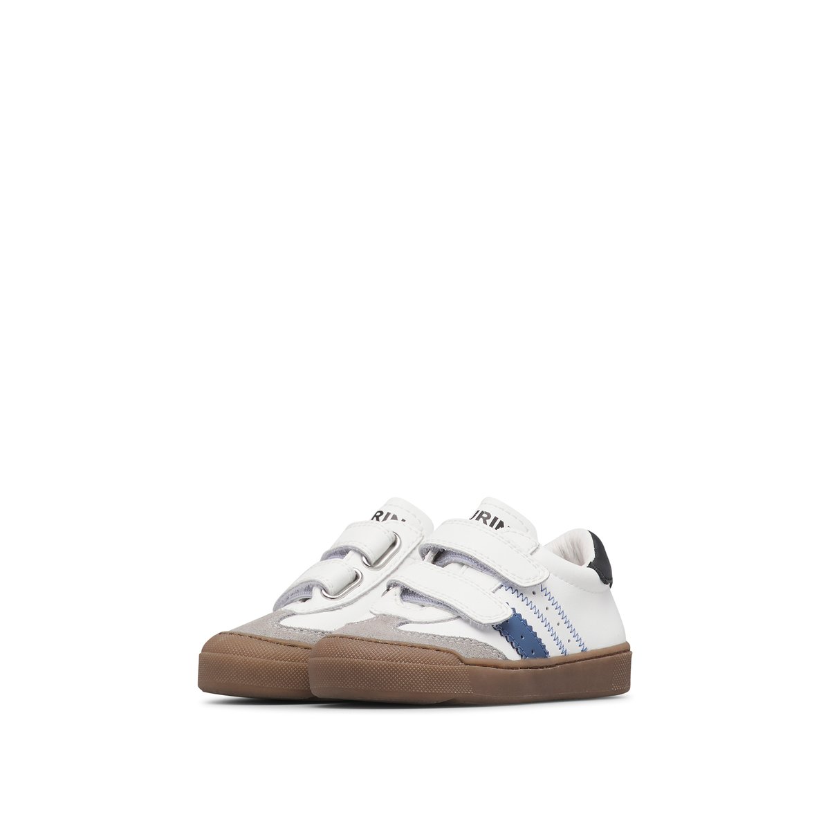 Sneakers en cuir et velours RIBY VL. blanc-gris-bleu, NATURINO