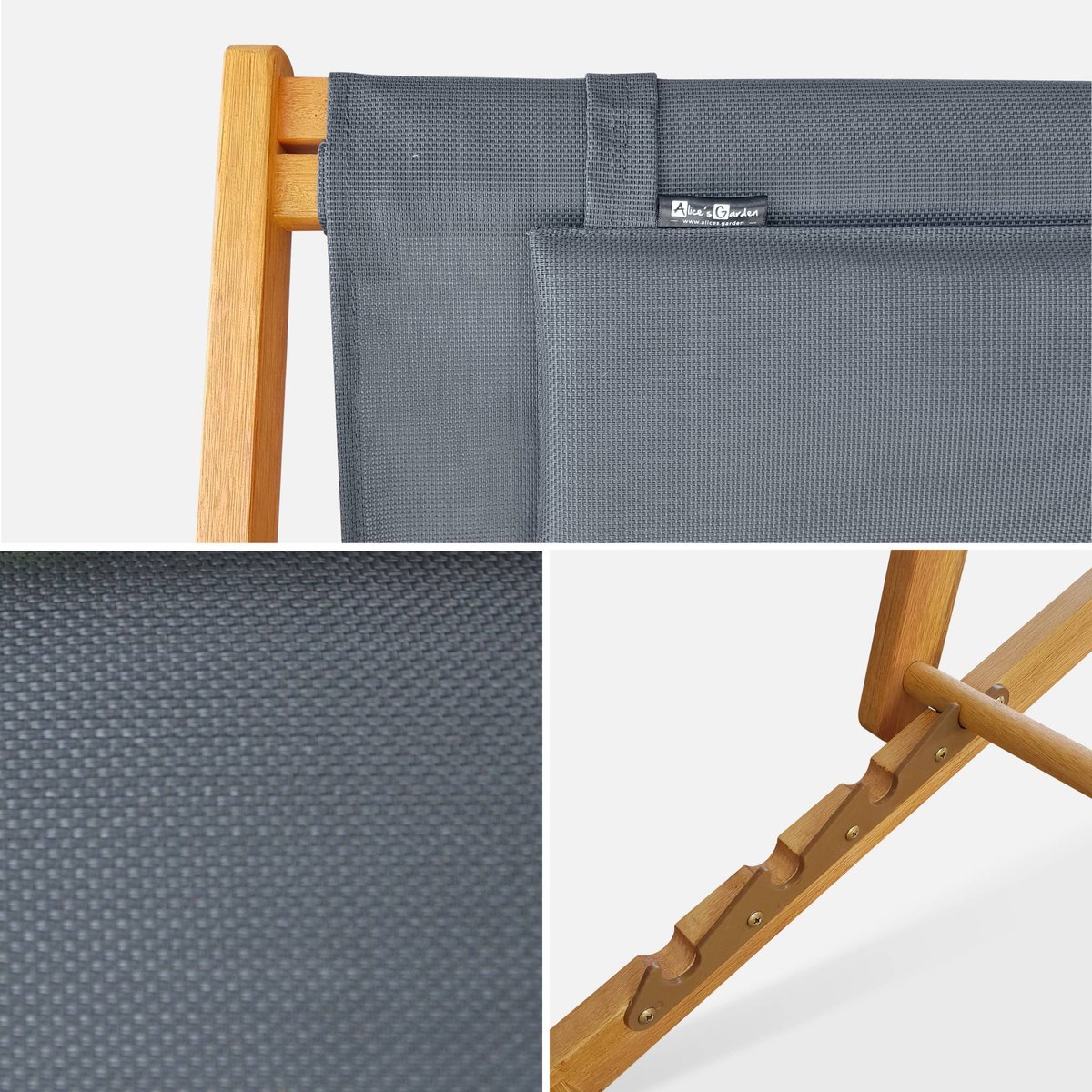 Chilienne bois d'eucalyptus pliante multi positions (lot de 2) CREUS anthracite, SWEEEK