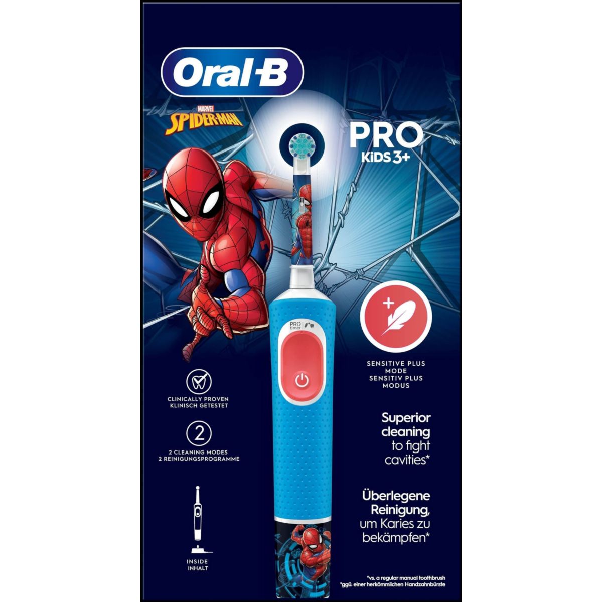Brosse à dents électrique Vitality Pro Kids Spiderman couleur unique, ORAL B