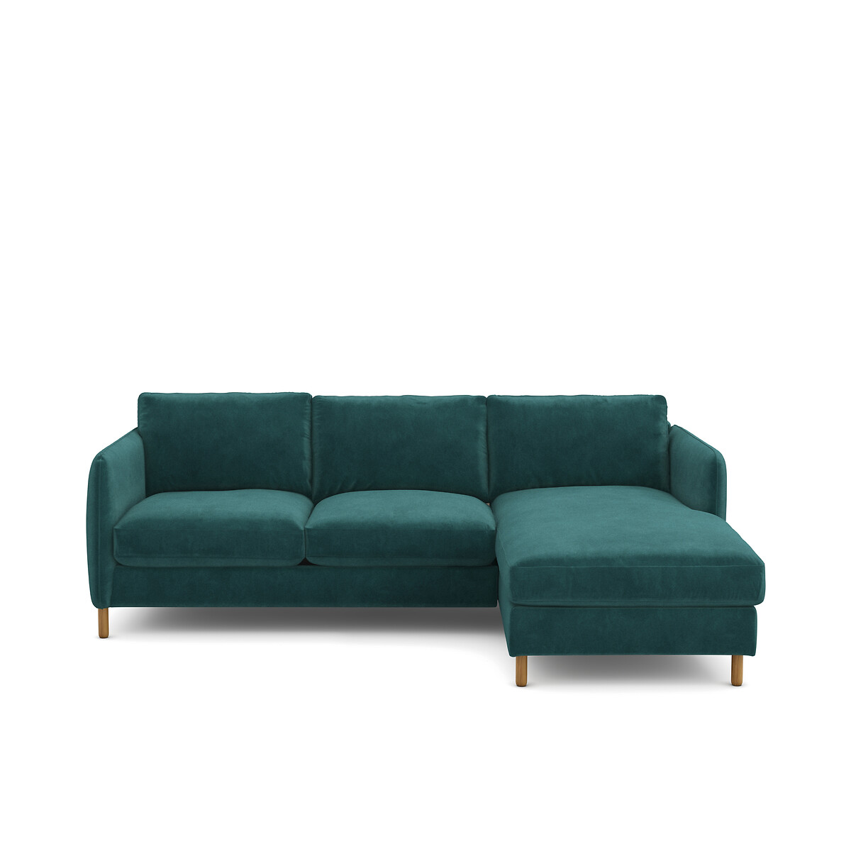 Canapé d'angle droit, convertible, 4 places, en velours, LOMÉO emeraude, LA REDOUTE INTERIEURS