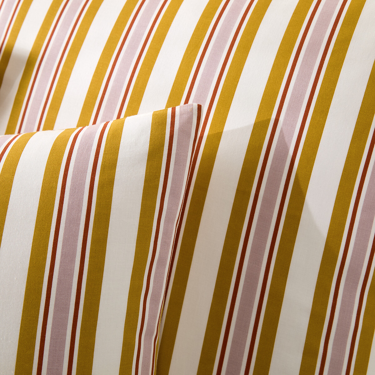 Parure de lit 30% de coton recyclé, taie carrée, DAIRIS jaune/mauve, LA REDOUTE INTERIEURS