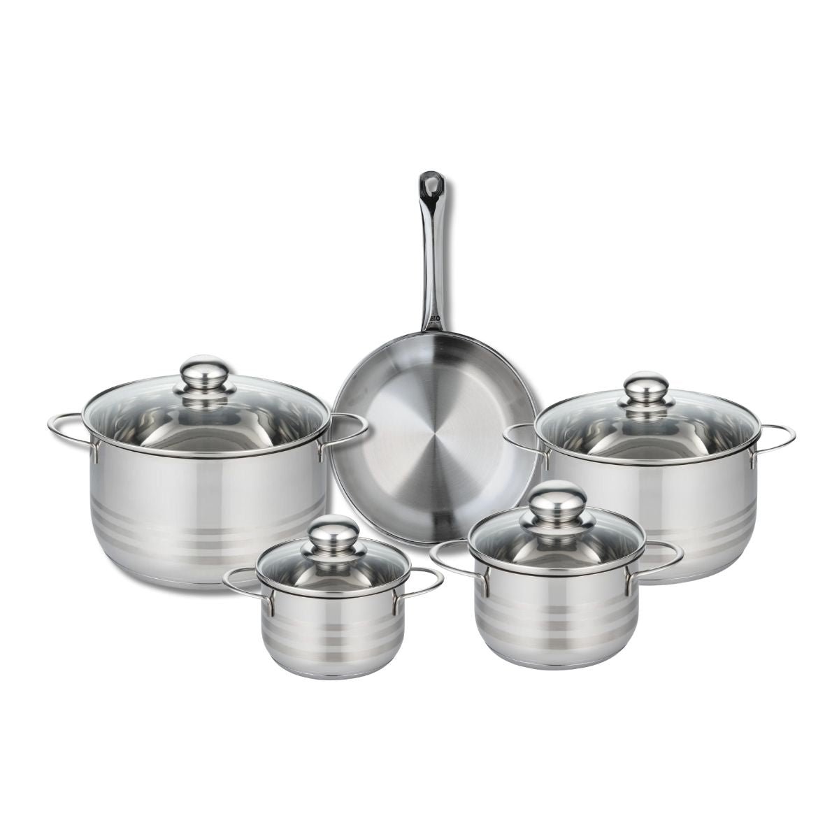 Batterie 1 poêle 24cm + 4 faitouts 14/16/20/24cm PROFI BRILLANT gris, ELO