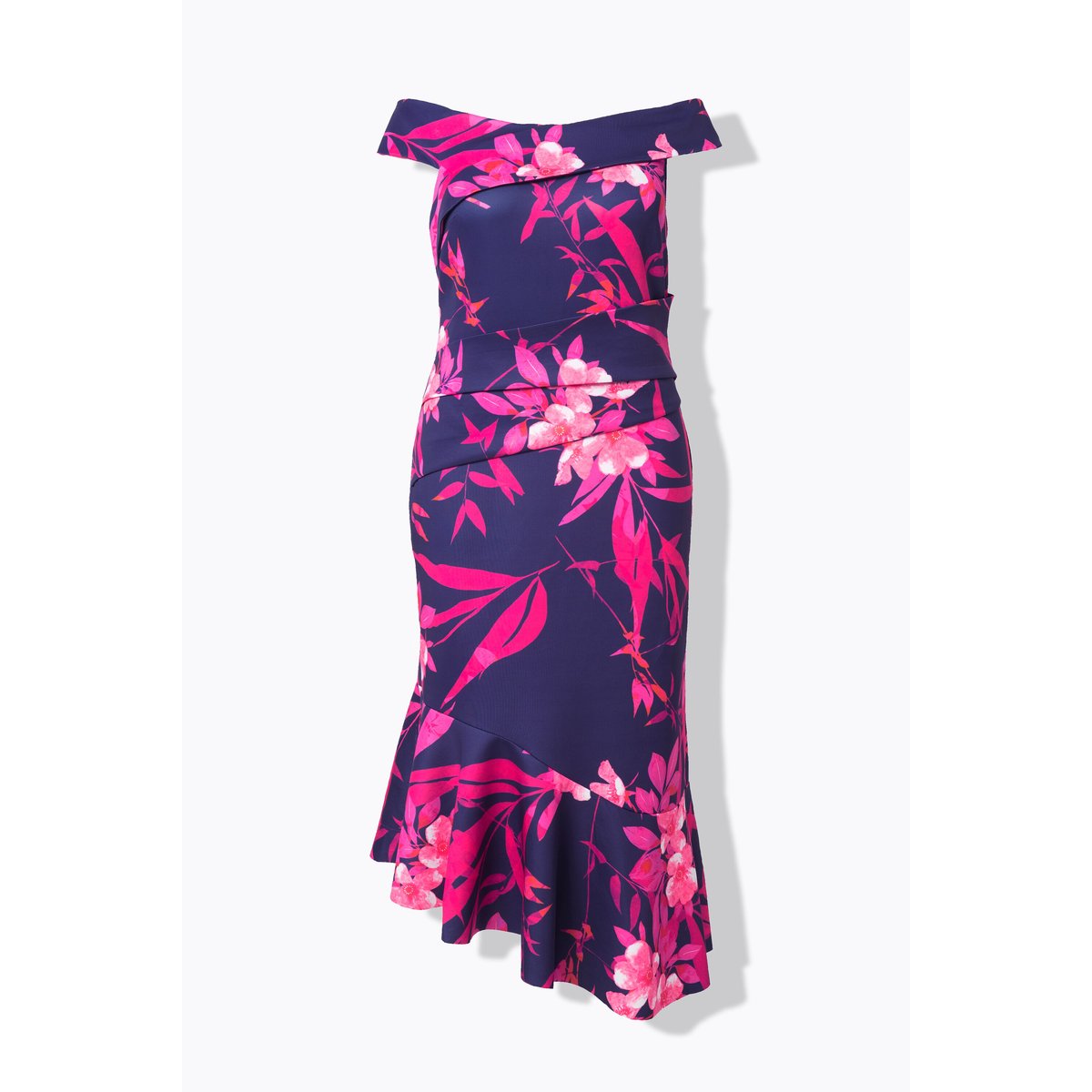Robe maxi en tissu scuba imprimé. Encolure marine, ULLA POPKEN