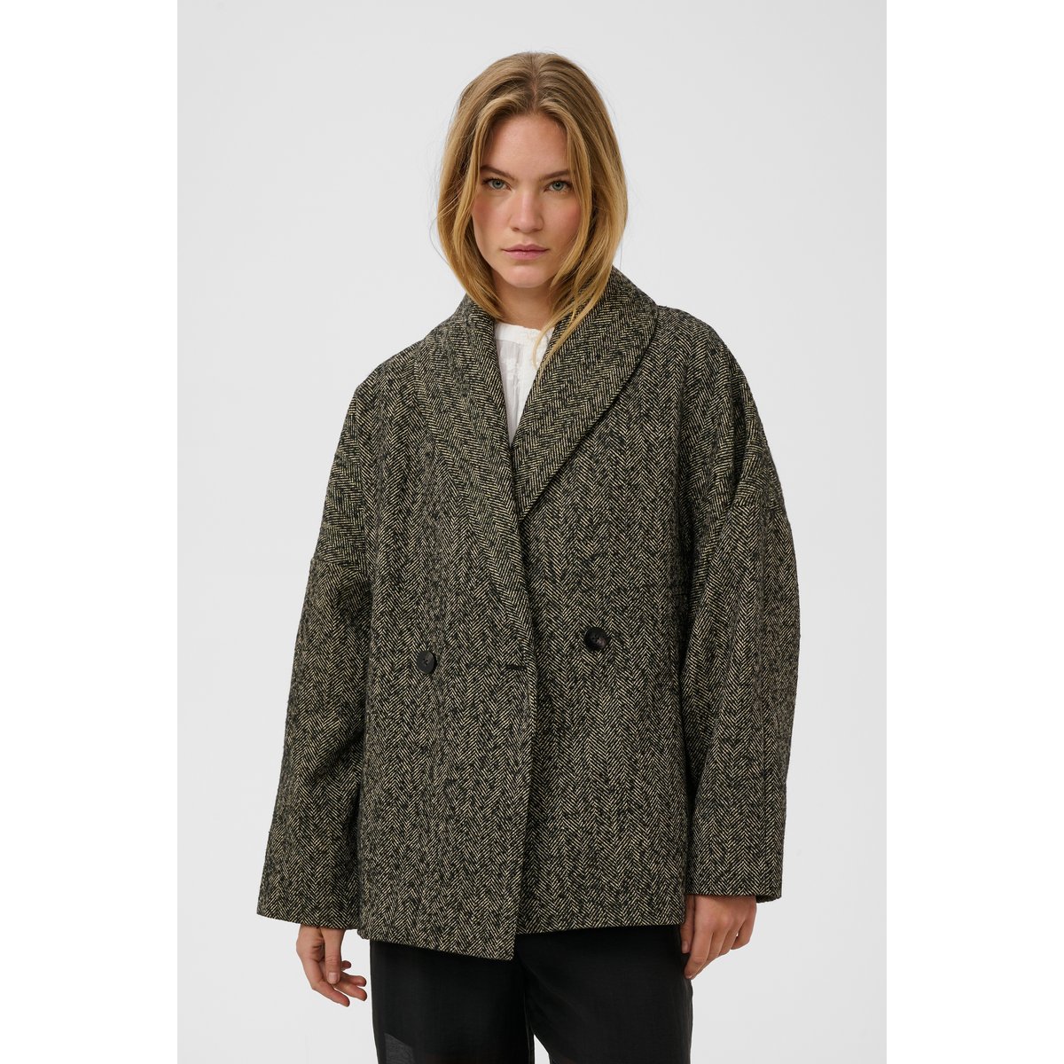 Veste d'extérieur marron feather gray and black twill, SOAKED IN LUXURY