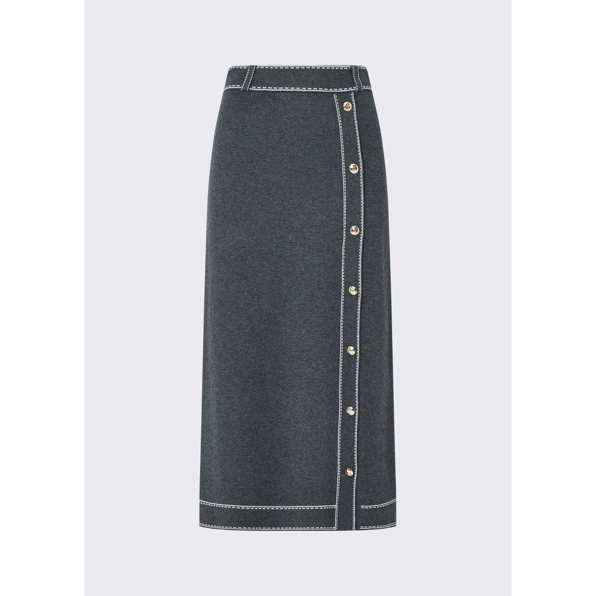 Jupe midi en mélange de soie gris, LIU JO