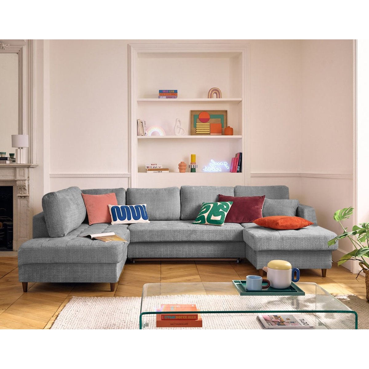 Canapé d'Angle Convertible 7 places - ANNA gris, BEST MOBILIER