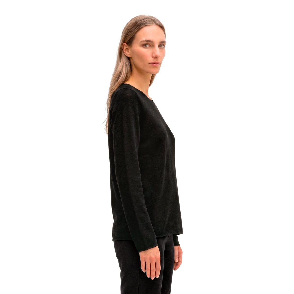 Pull en maille slim en laine mérinos douce noir, MARC O'POLO