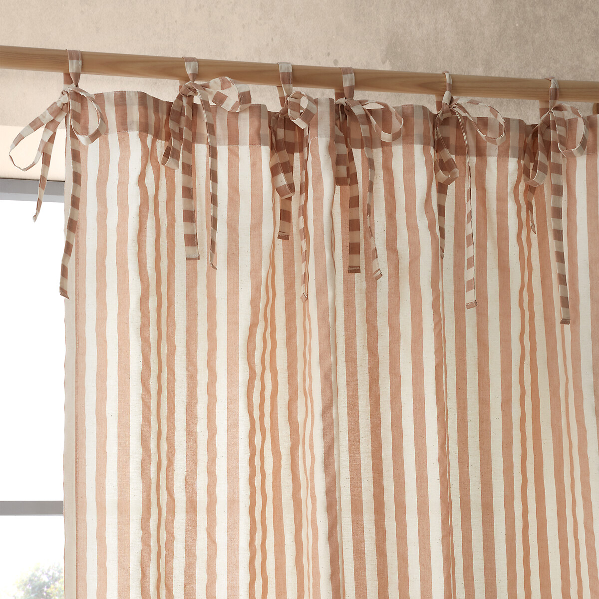 Zanzibar Yarn Dyed Stripe Voile Curtain Panel clay, PINEAPPLE ELEPHANT
