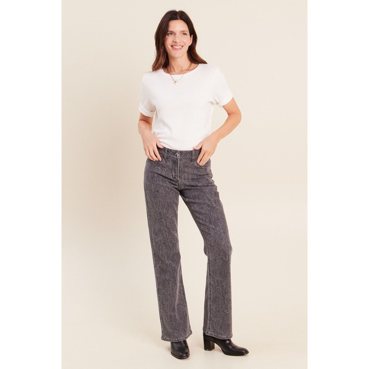 Jean bootcut longueur standard denim gris, BREAL