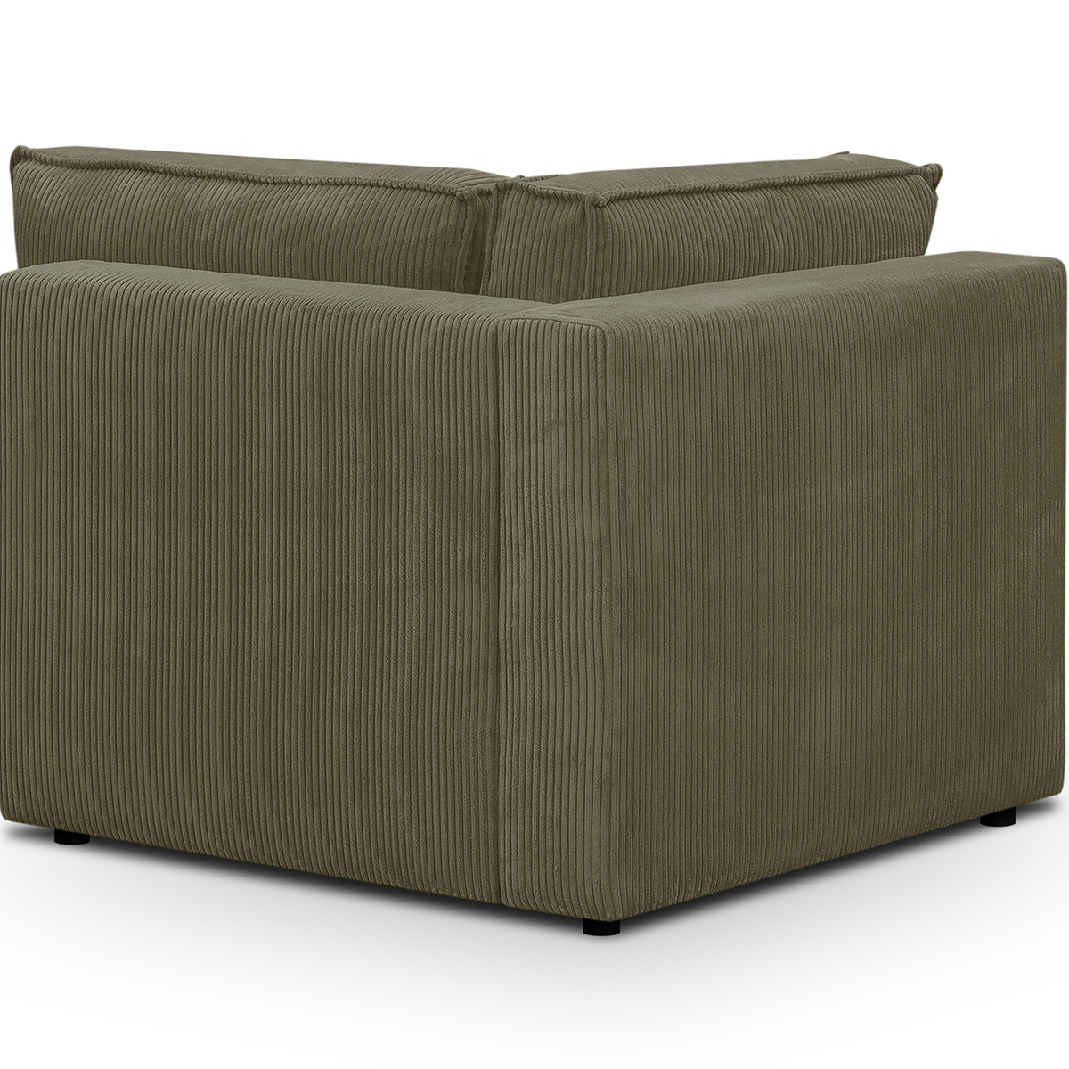 Canapé d'angle gauche convertible 8+1 places en velours côtelé - HARPER MOD vert kaki, HOMIFAB