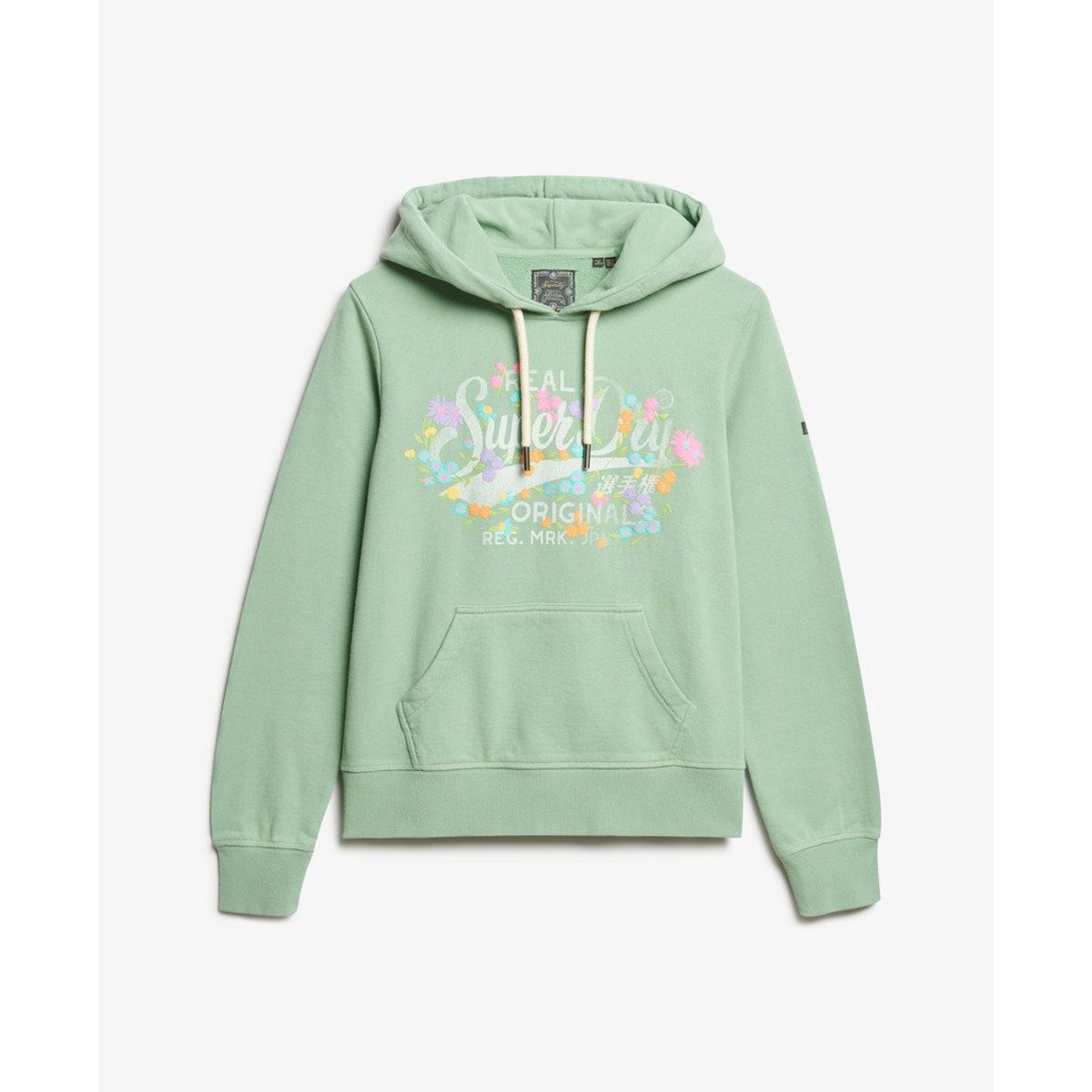 Sweat à capuche à fleurs Real Originals vert granite, SUPERDRY