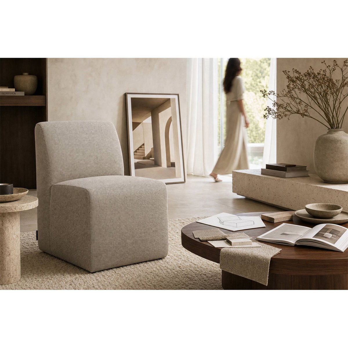 Chaise de repas extérieure RIVA aluminium taupe, RECOLLECTION
