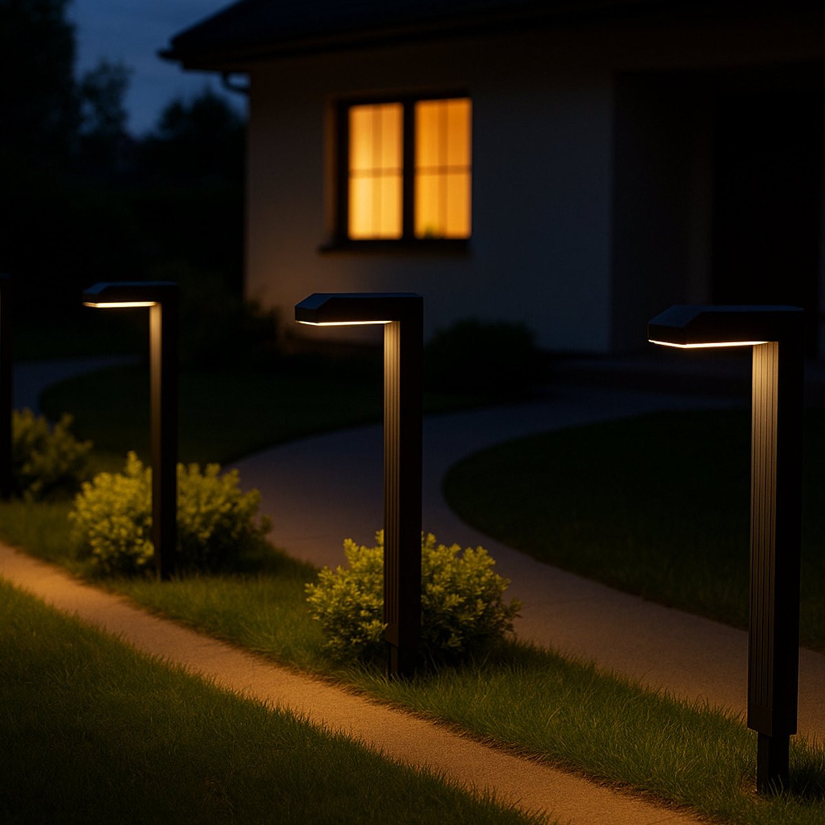 Lot de 4 Potelets solaires à piquer TORLY noir, LUMISKY