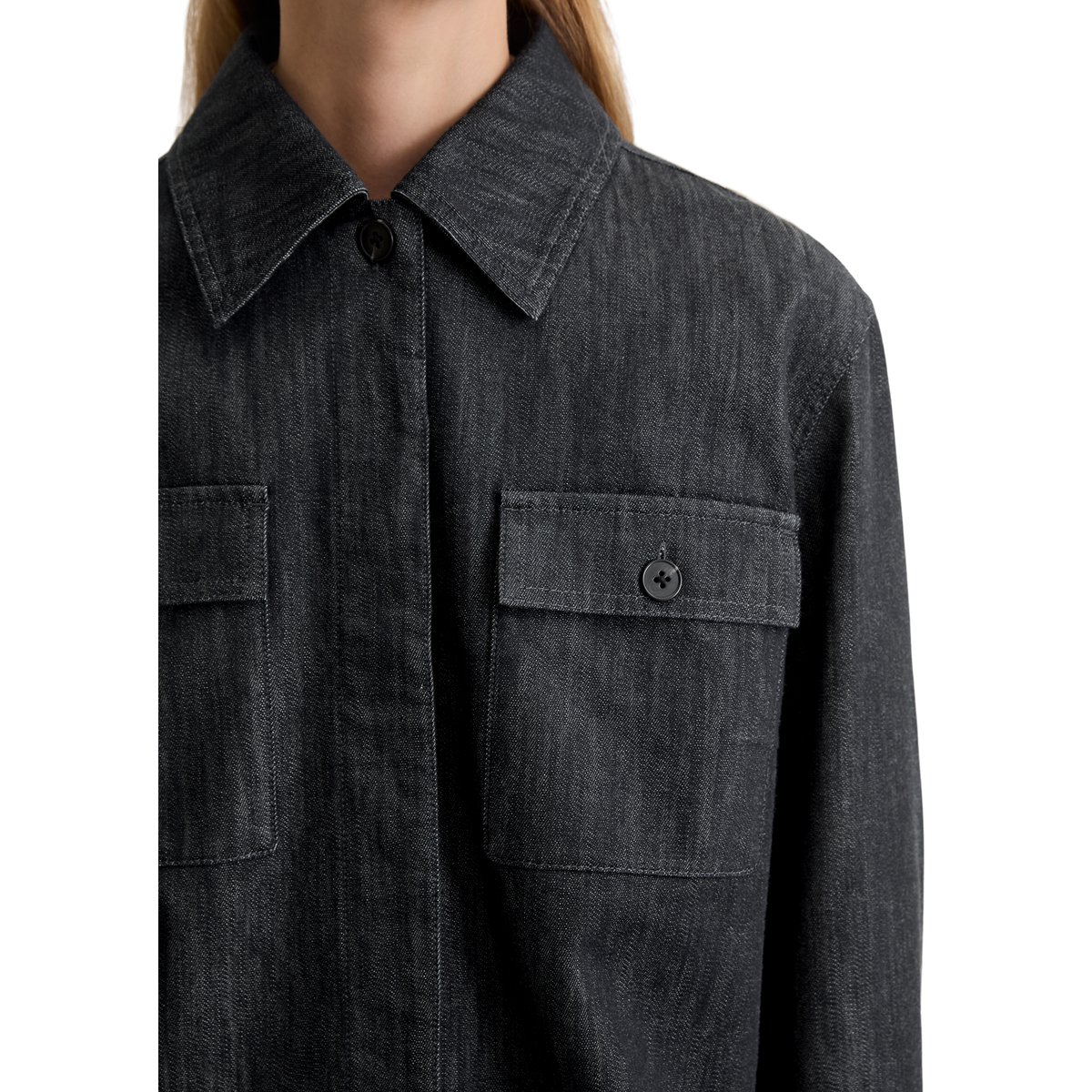 Veste d'intérieur boxy shape en Organic Cotton Stretch bleu foncé, MARC O'POLO