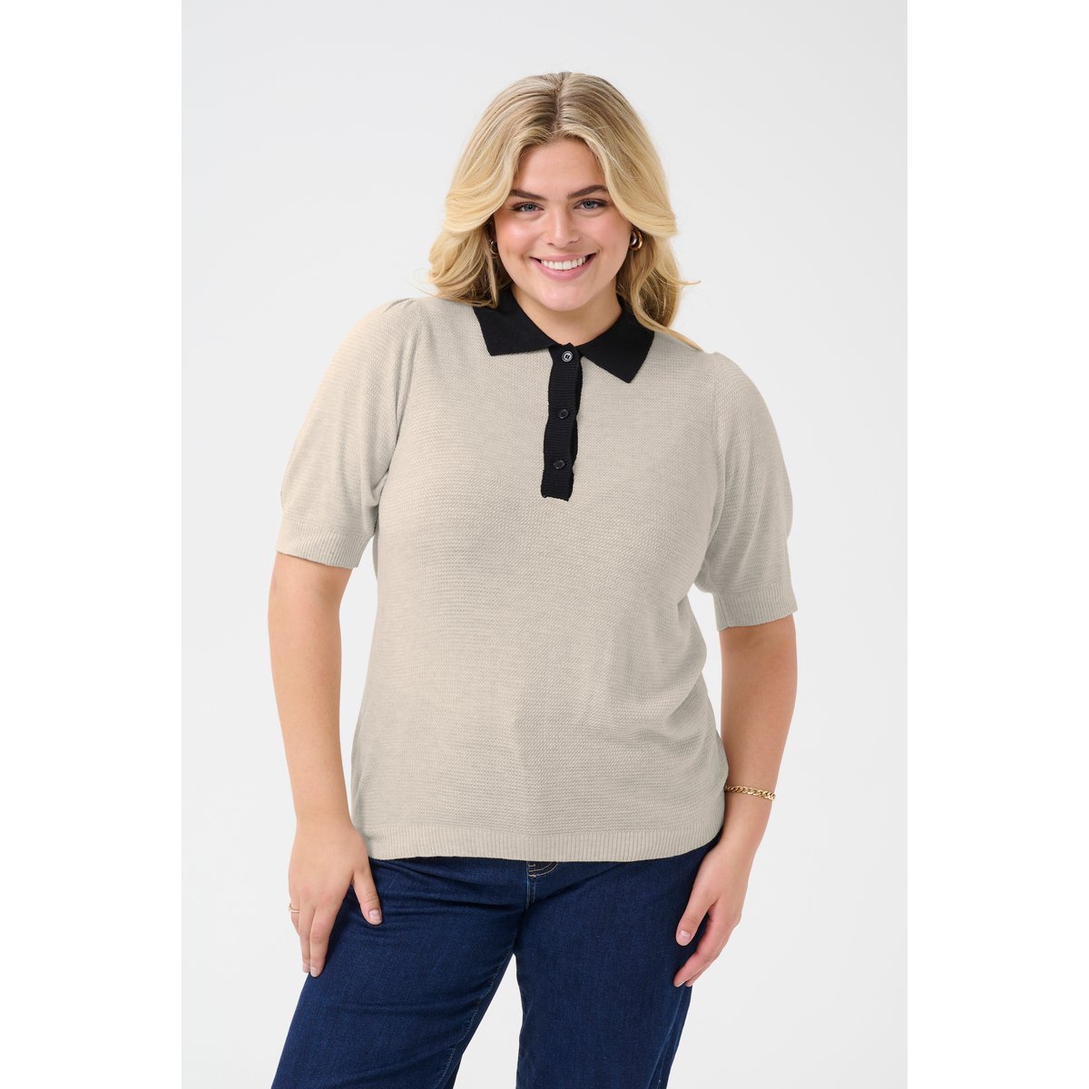 Pullover tricoté beige feather gray cc, KAFFE CURVE
