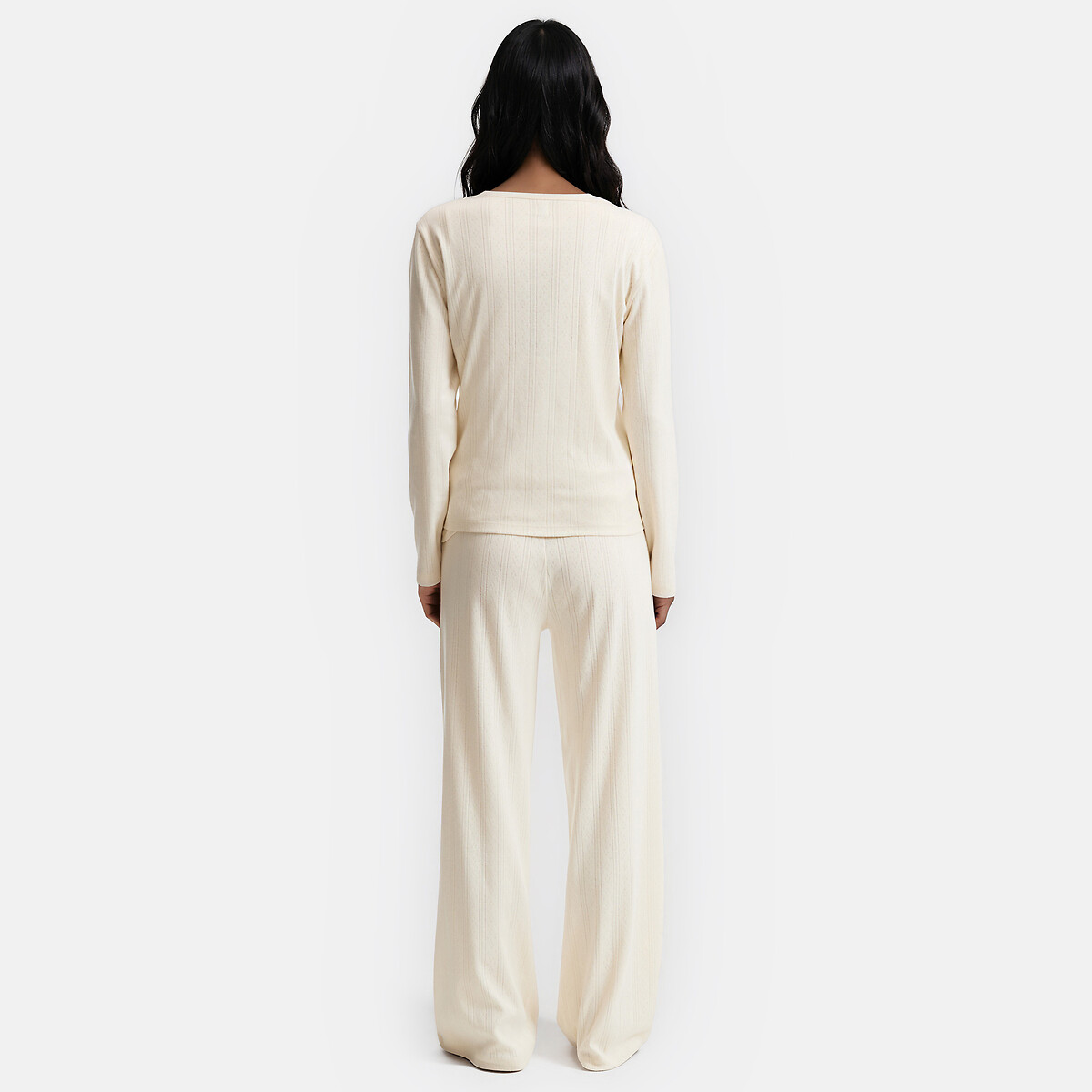 Pyjama 3 pièces en maille pointelle ivoire, LA REDOUTE COLLECTIONS