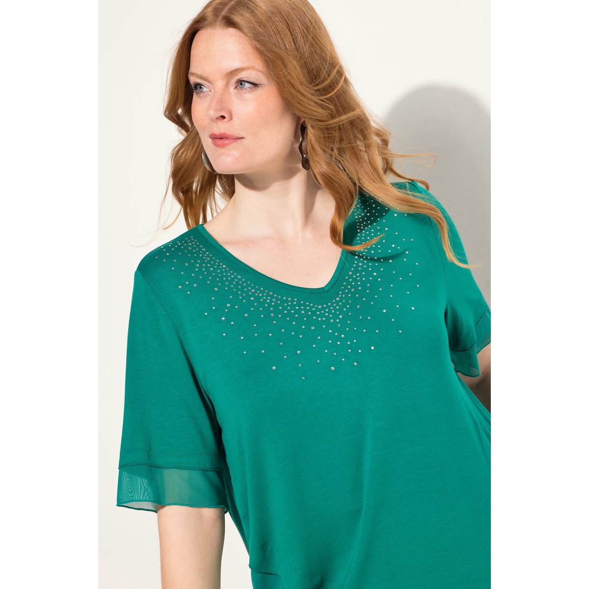 Chemisier asymétrique vert bleu, ULLA POPKEN