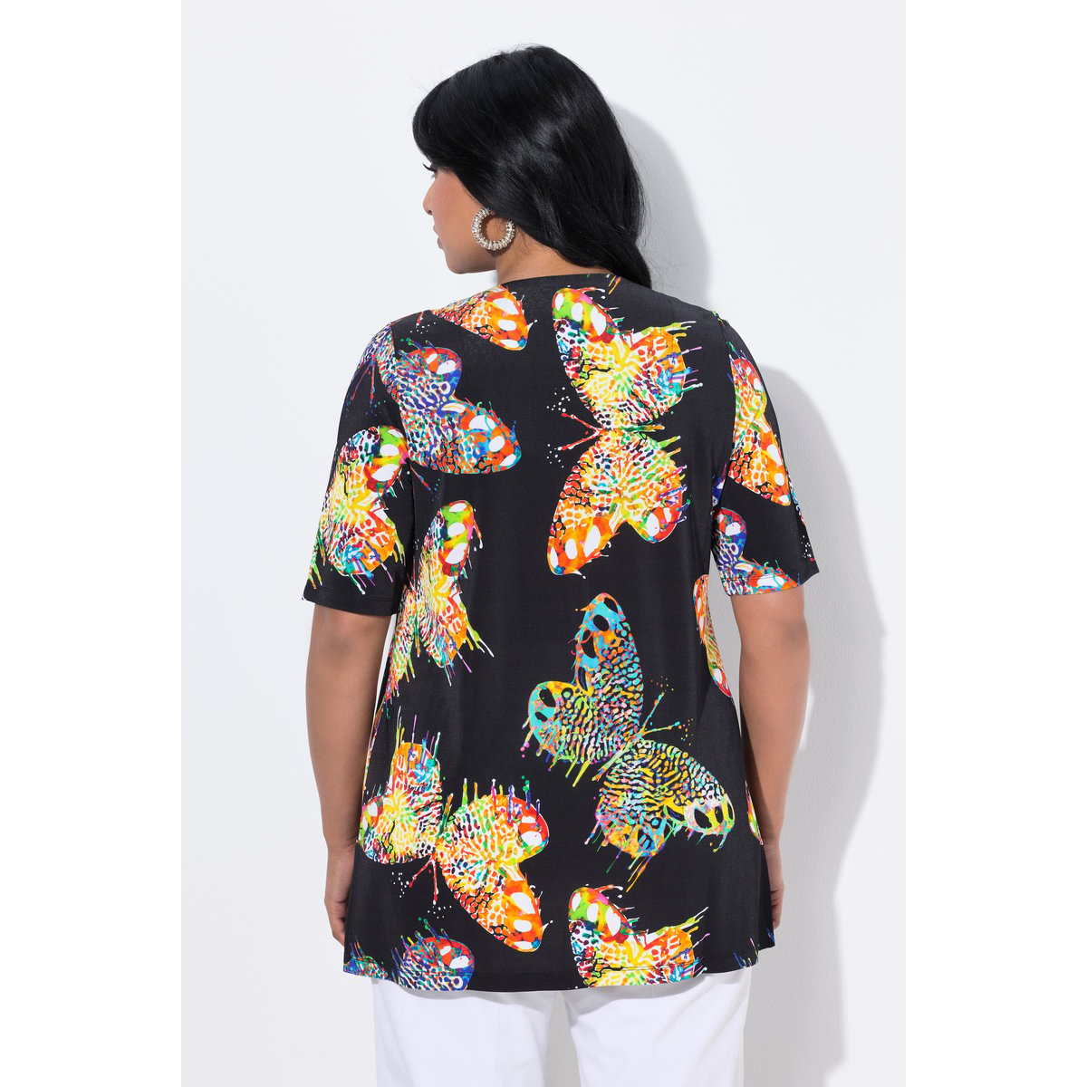 T-shirt au tombé fluide noir, ULLA POPKEN