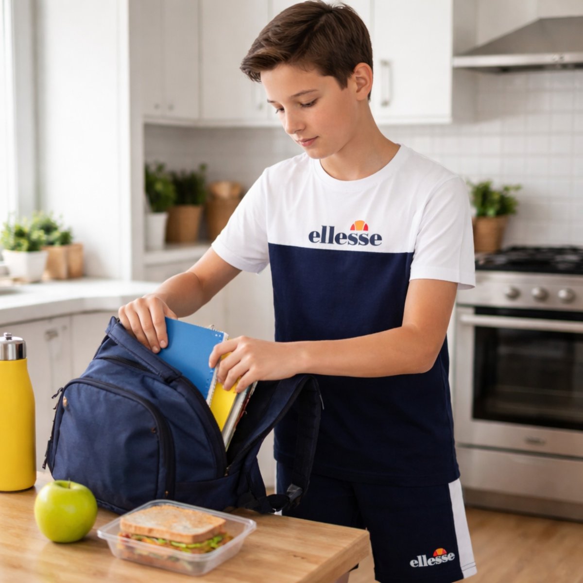Ensemble t-shirt manches courtes et short BLOCK bleu marine, ELLESSE