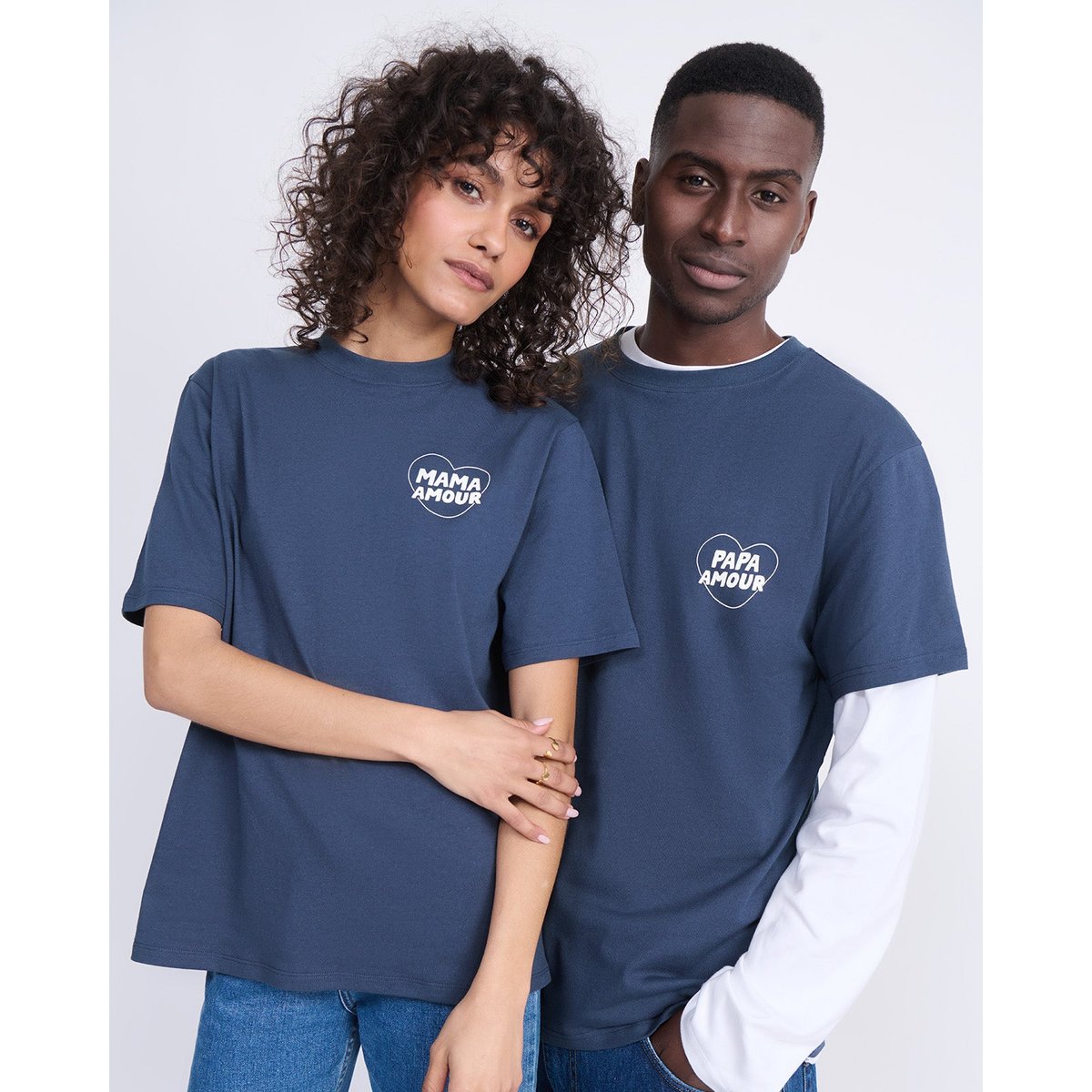 T-shirt Papa amour en coton bio bleu charbon, EMOI EMOI