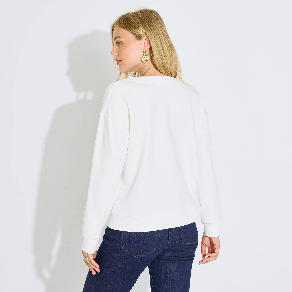 Sweat cœurs brodés blanc cassé ecru, GRAIN DE MALICE