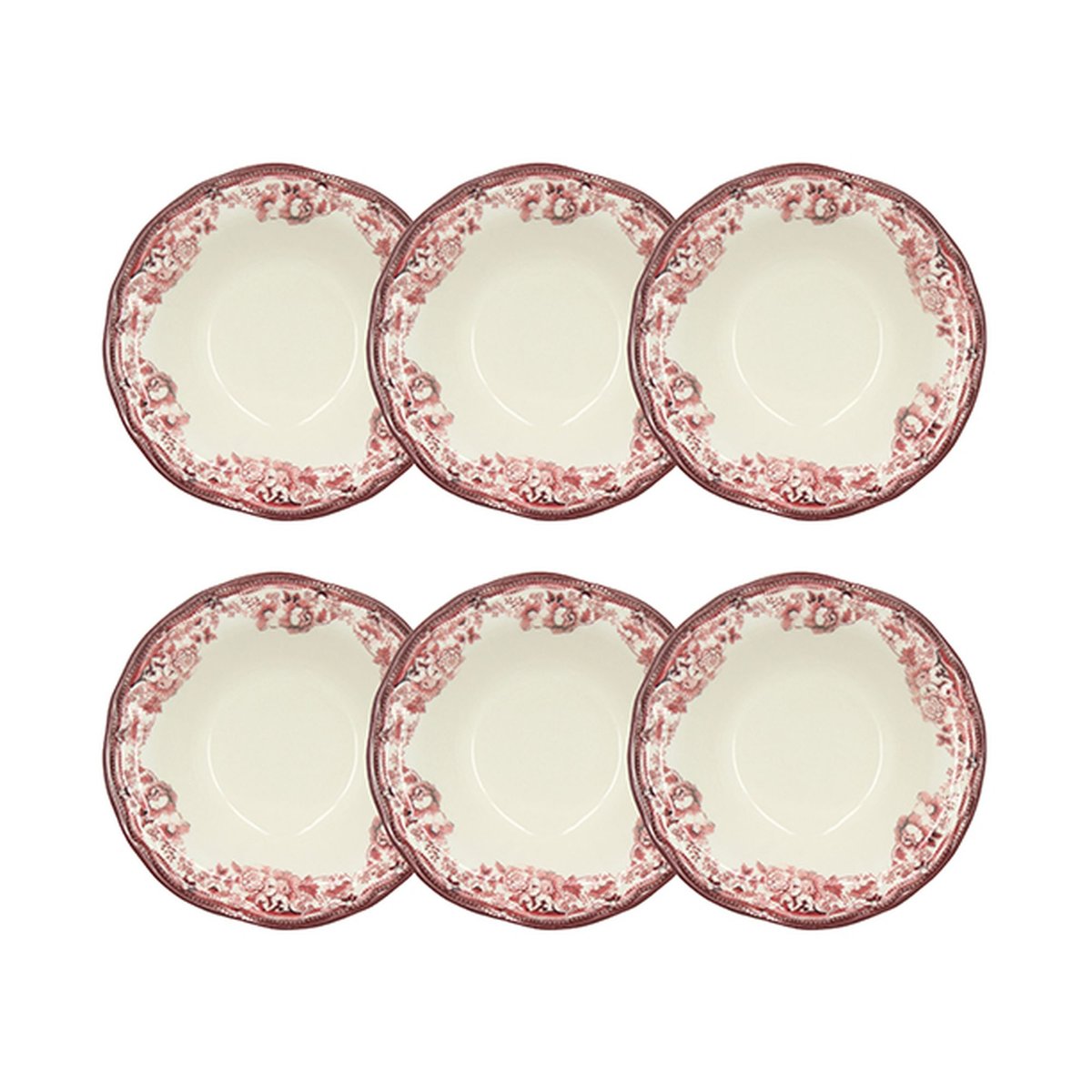 Lot de 6 coupelles 23cl en grès, Faustine blanc-rose, NOVASTYL