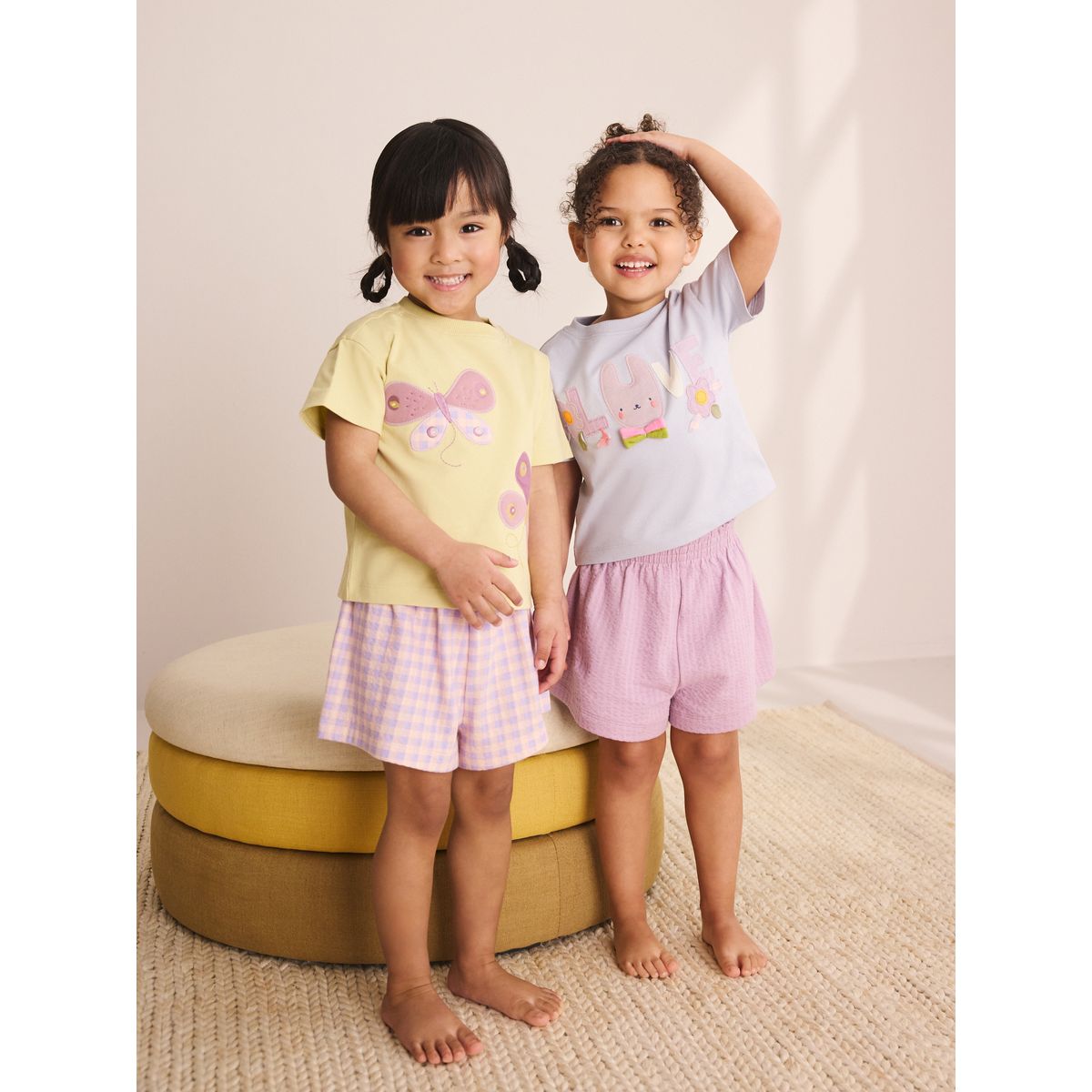 Pyjama short appliqué, lot de 2 rose/lilas, NEXT