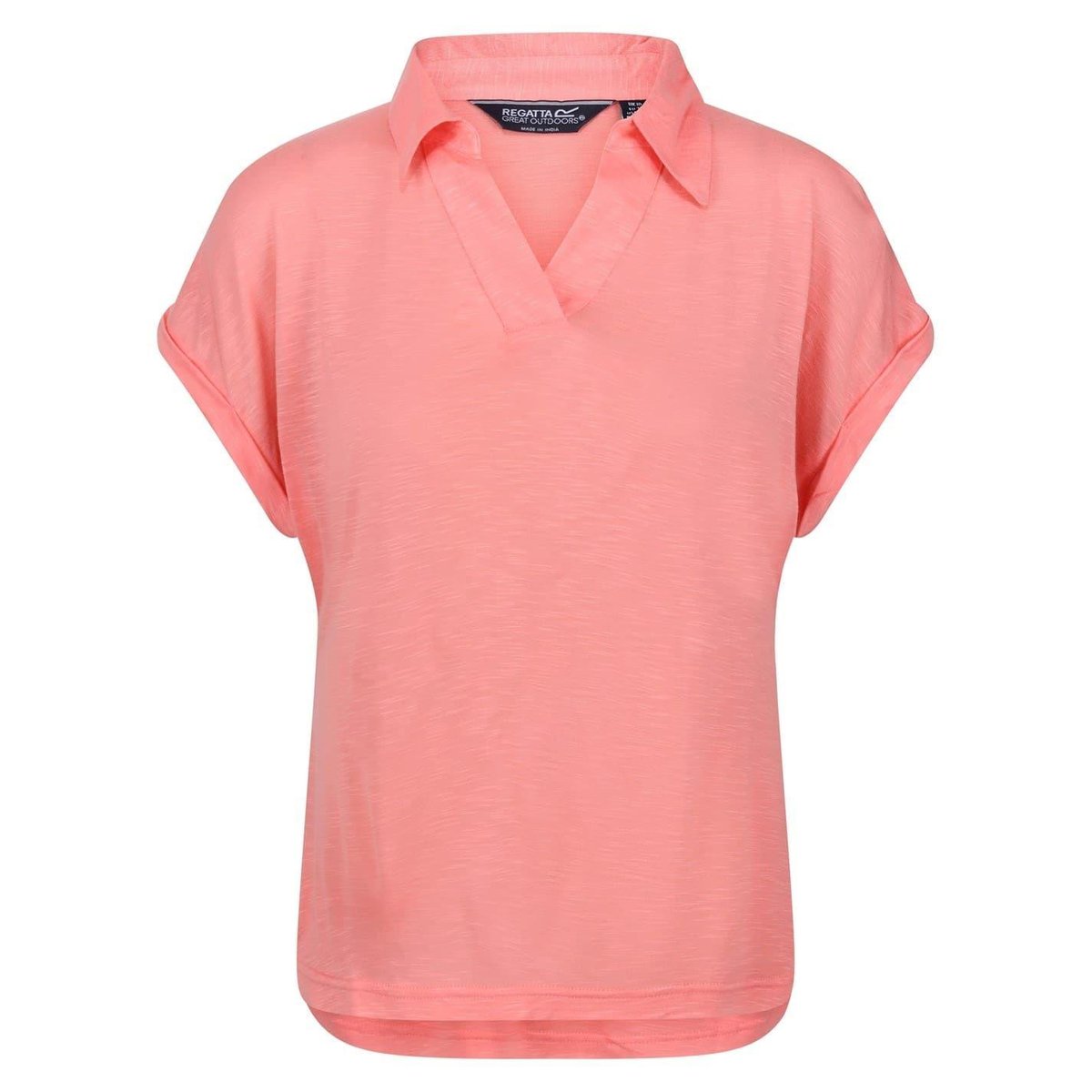 Polo manches courtes à col V motif/style uni rose corail, REGATTA