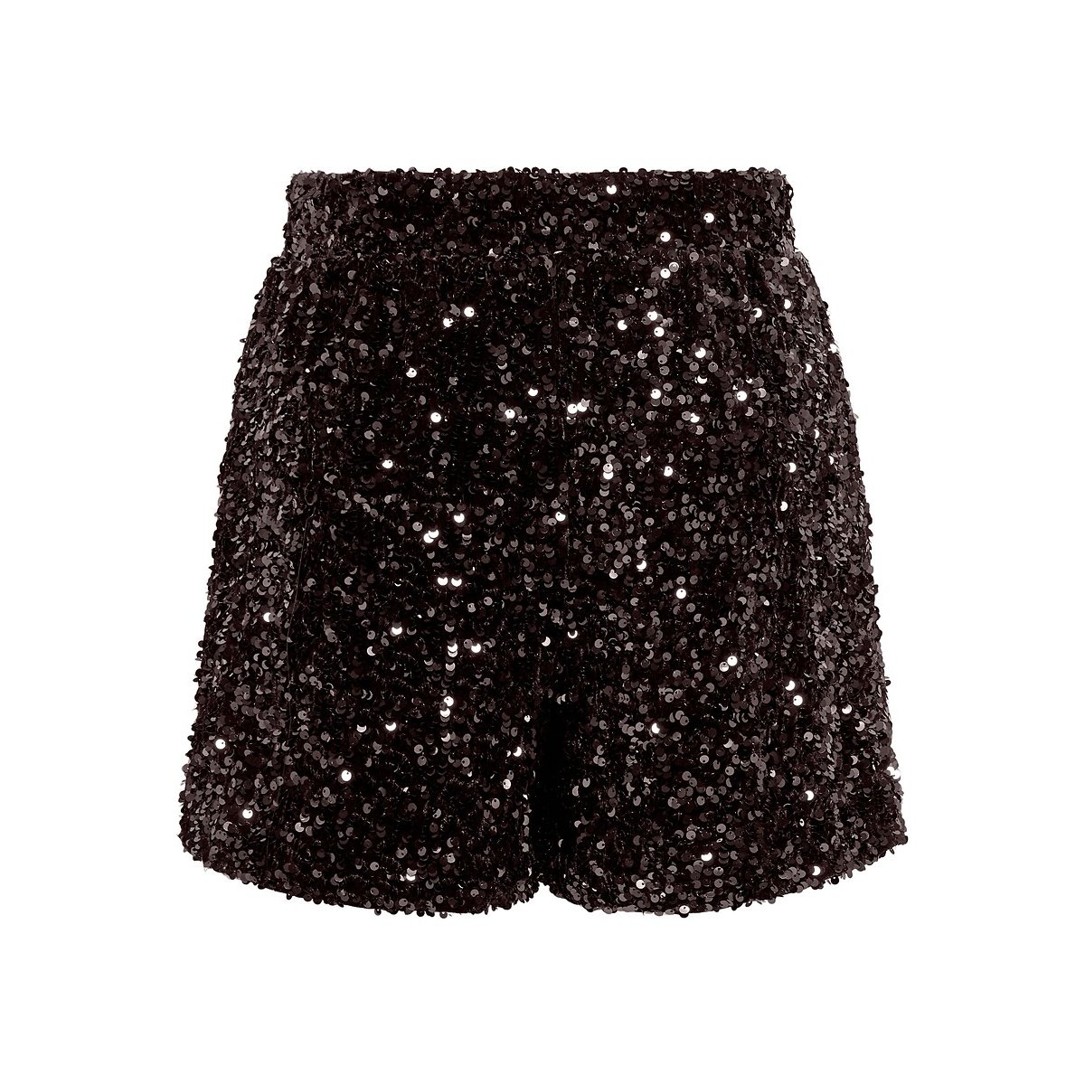 Pantaloncini con paillettes marrone cioccolato, ONLY