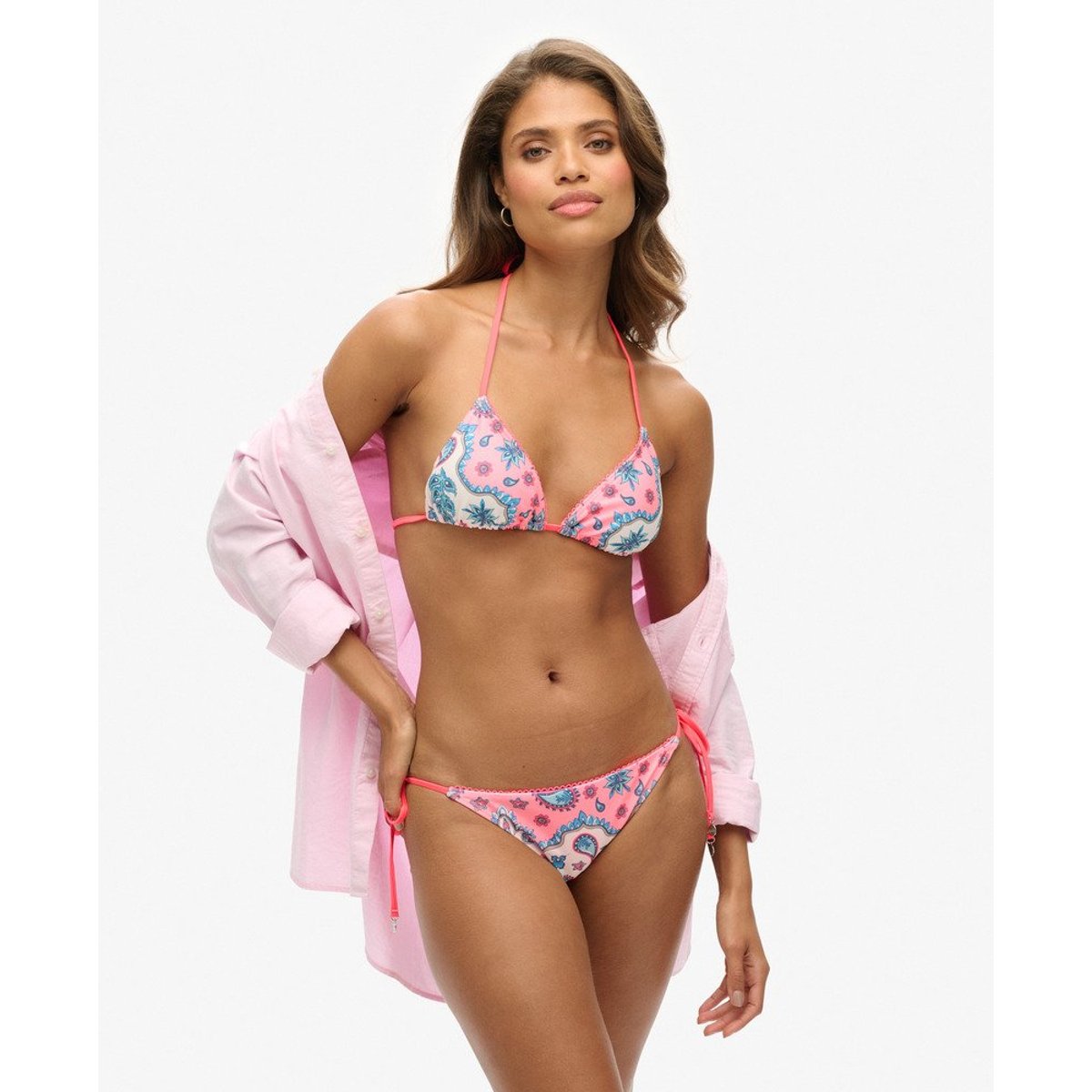 Bas de bikini à nouer sur les côtés bandana rose, SUPERDRY
