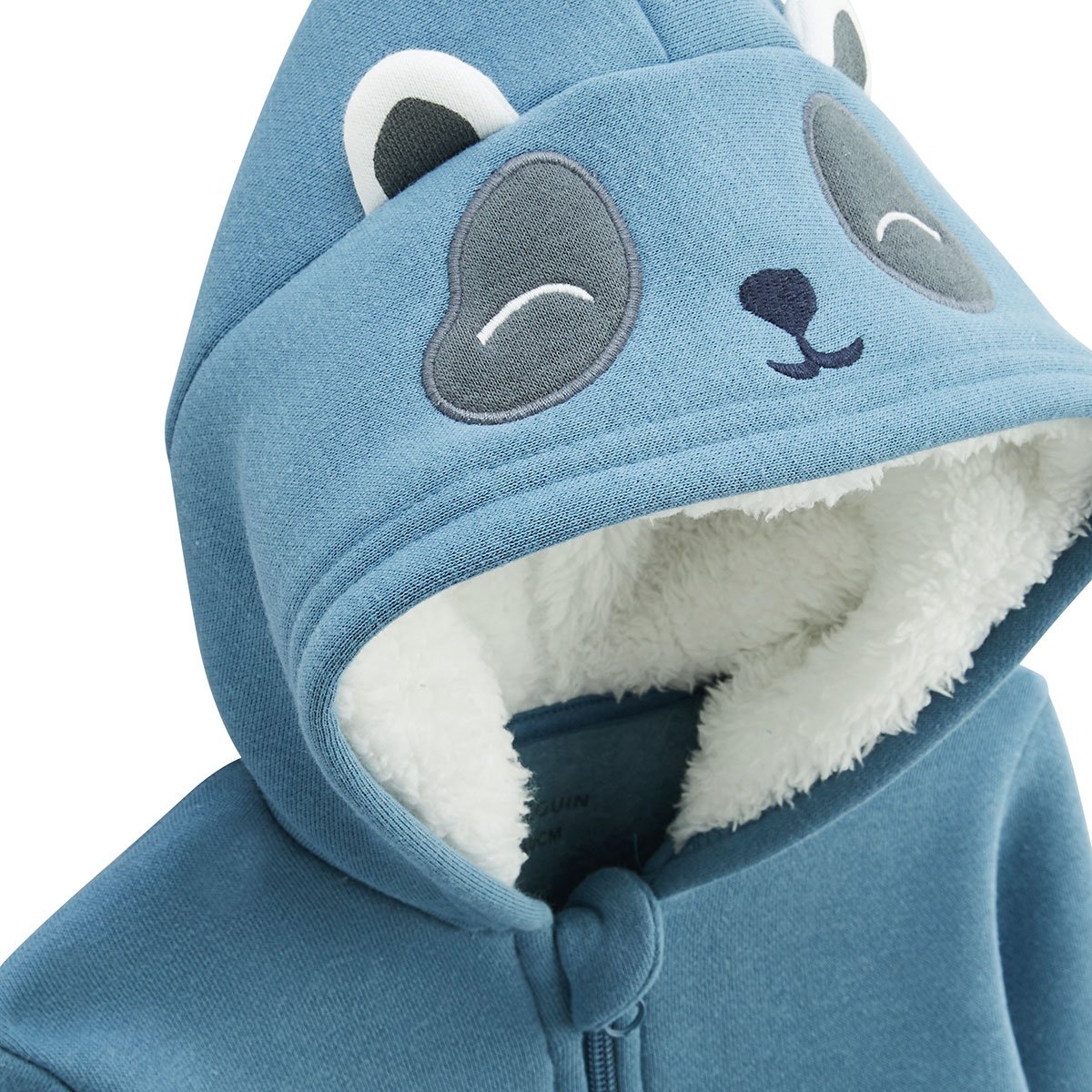 Sweat à capuche zippé enfant en molleton Tao bleu, PETIT BEGUIN