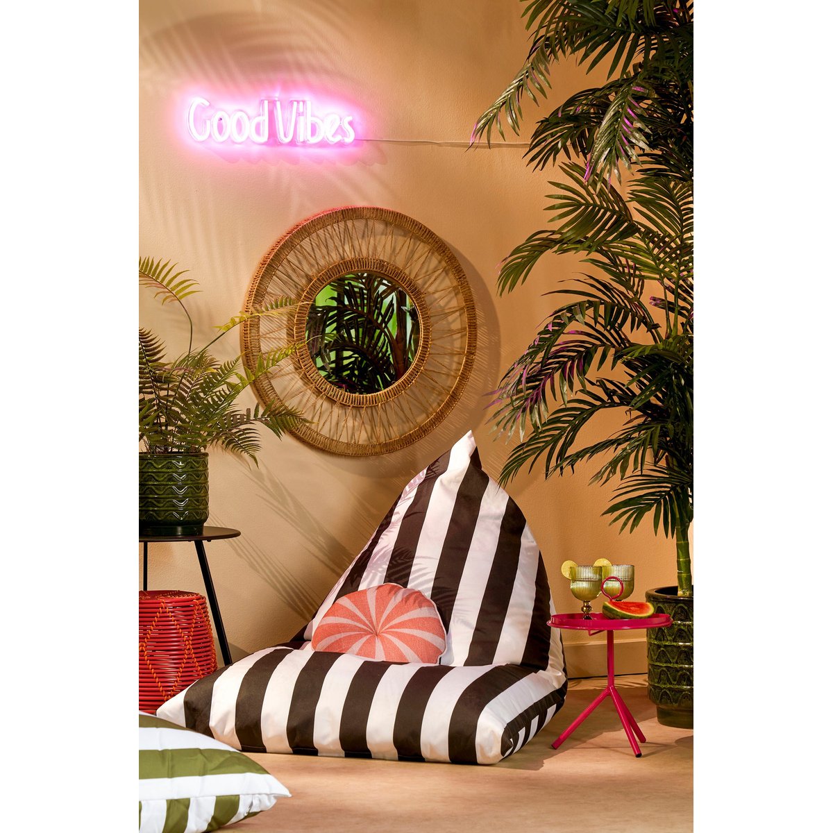 Miroir en jute tressée LUDY marron clair, MICA DECORATIONS